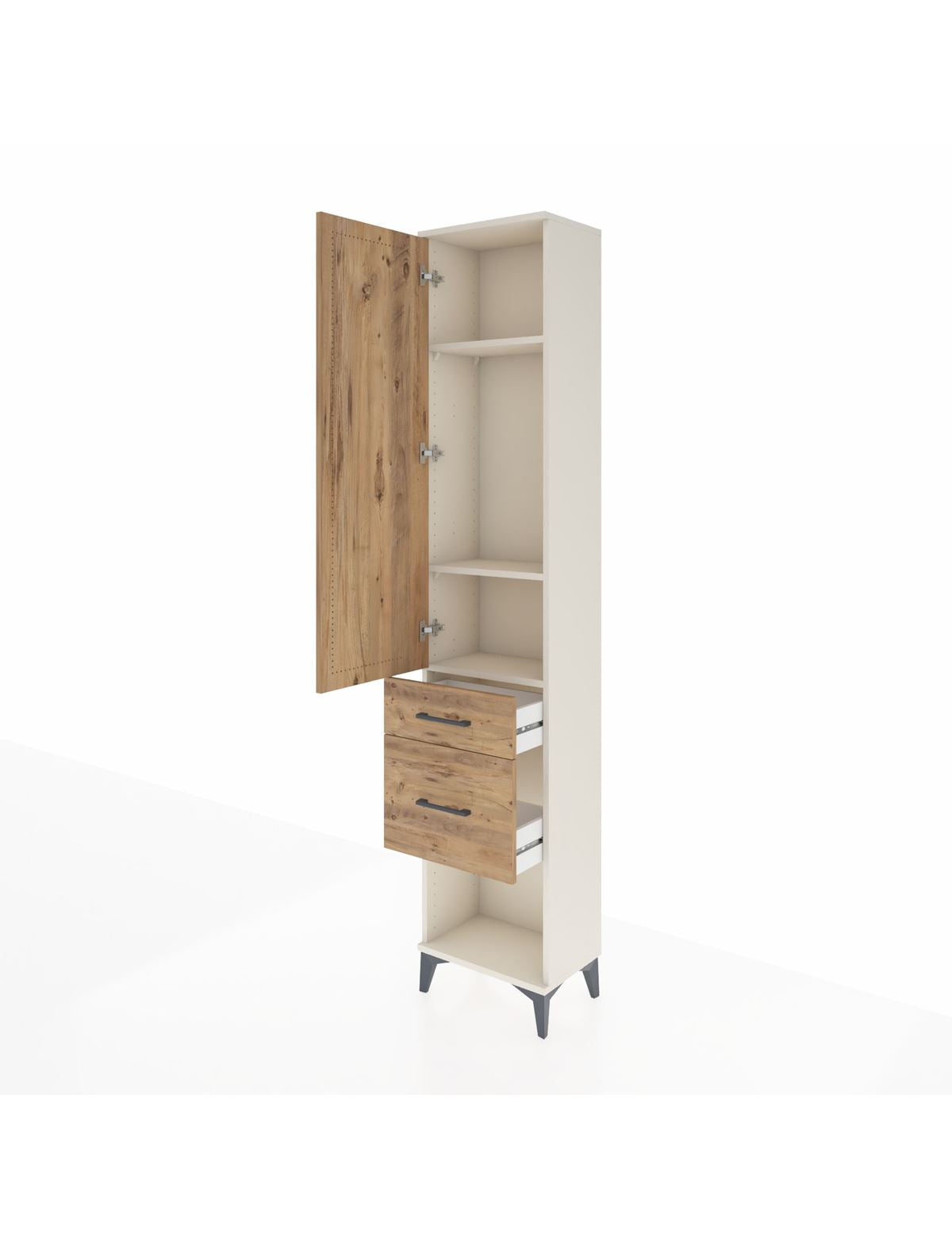 Arges Dolap 3 Raflı 2 Çekmeceli Tek Kapaklı 44x30x221 - S28M074V3A
