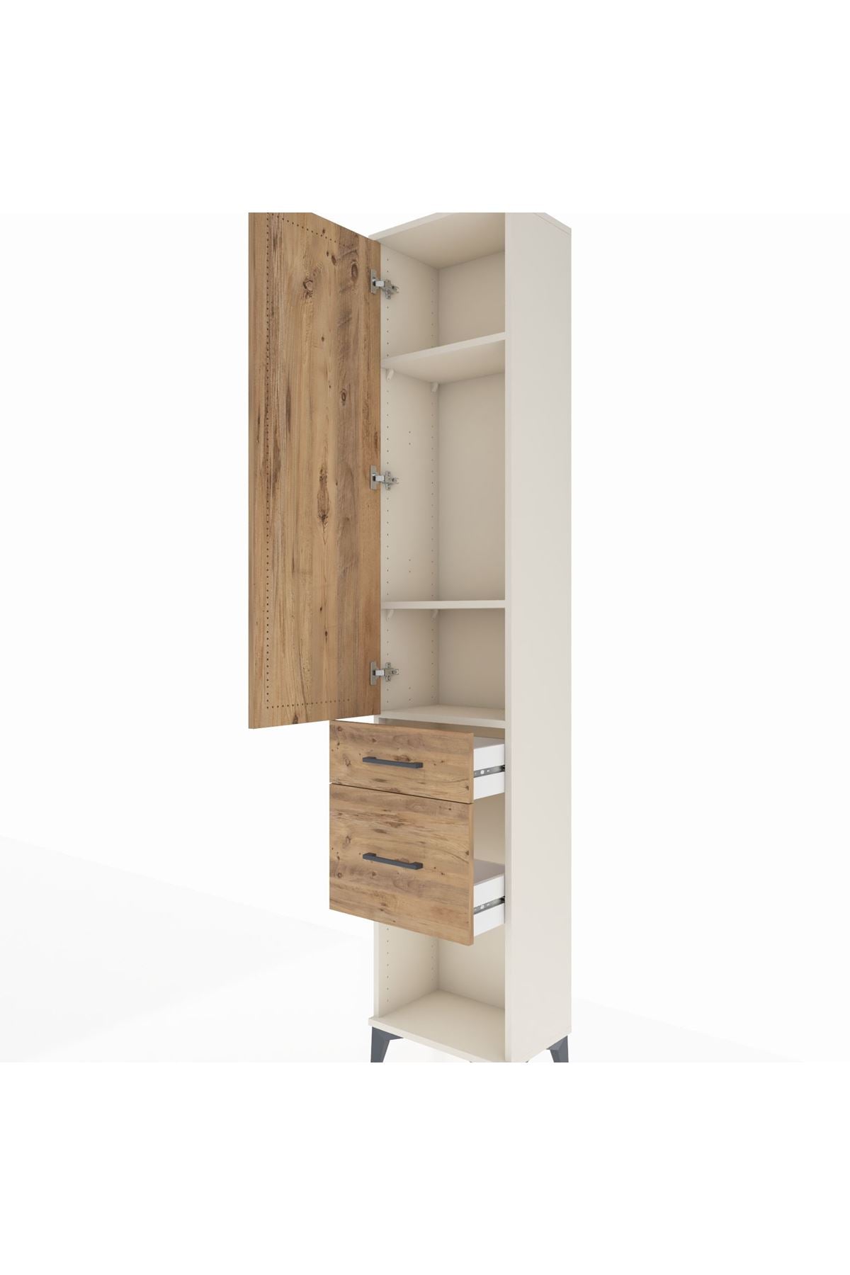 Arges Dolap 3 Raflı 2 Çekmeceli Tek Kapaklı 44x30x221 - S28M074V3A