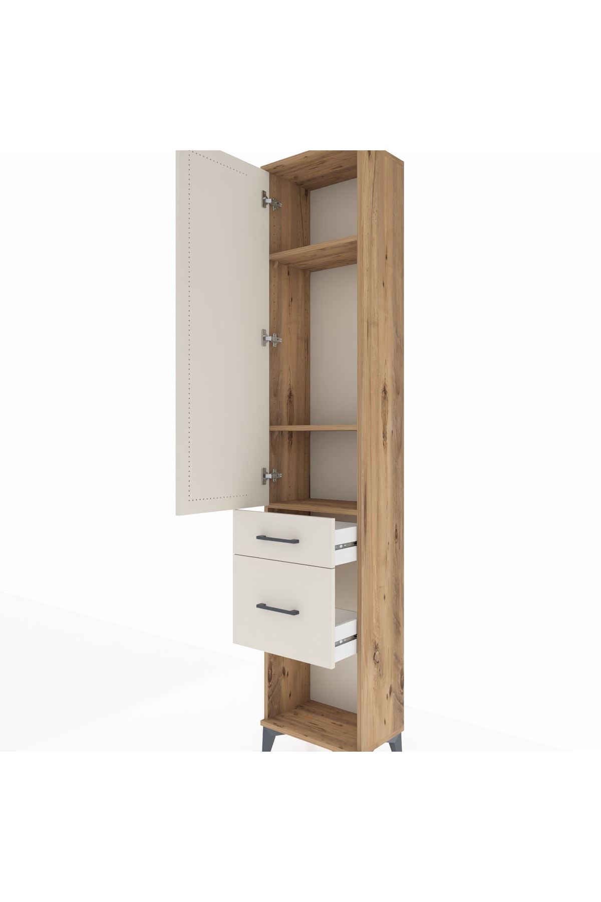 Arges Dolap 3 Raflı 2 Çekmeceli Tek Kapaklı 44x30x221 - S28M074V7A