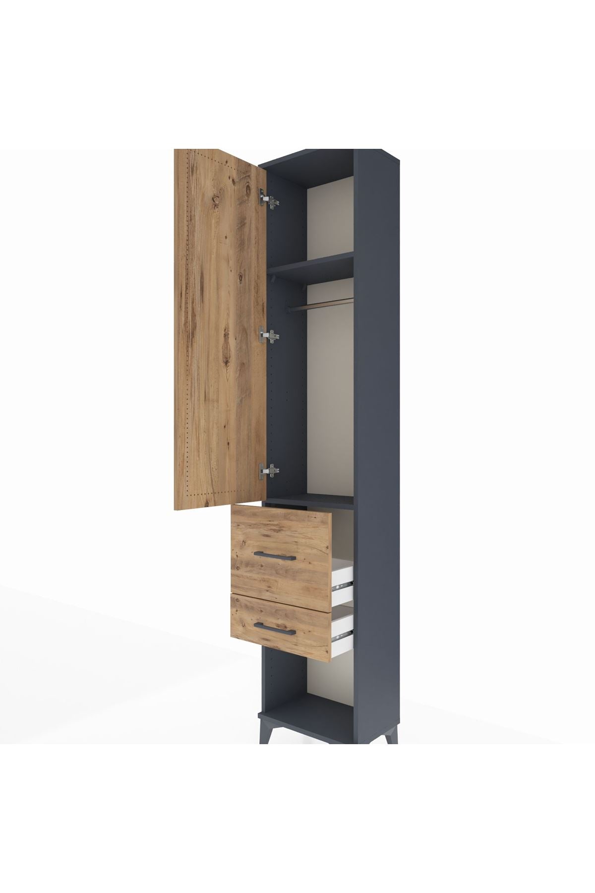 Arges Dolap 2 Raflı 2 Çekmeceli Tek Askılı 44x30x221 - S28M076V6A
