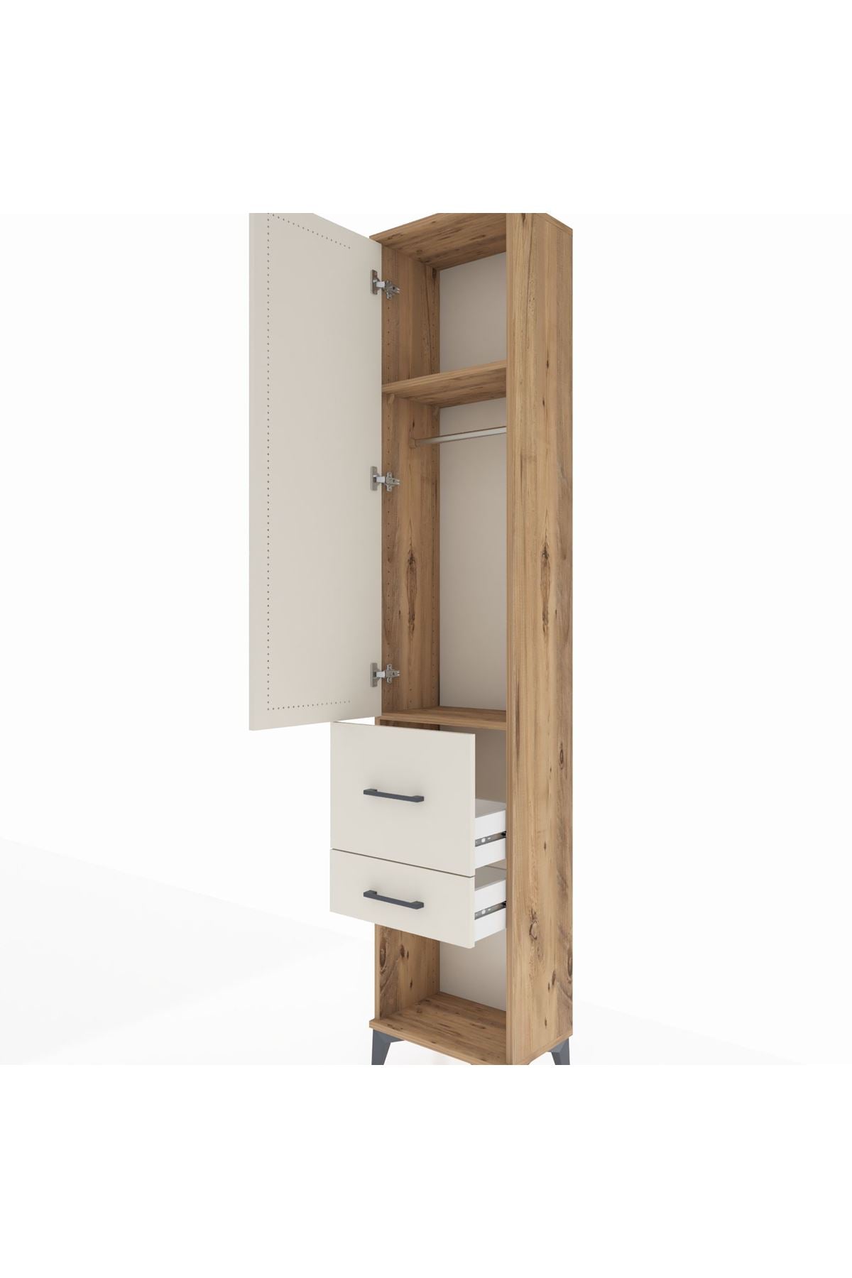 Arges Dolap 2 Raflı 2 Çekmeceli Tek Askılı 44x30x221 - S28M076V7A