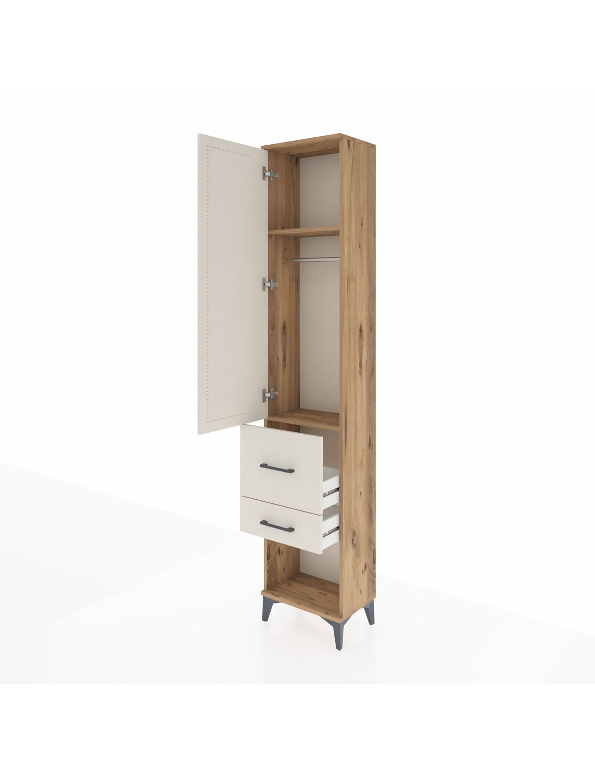 Arges Dolap 2 Raflı 2 Çekmeceli Tek Askılı 44x30x221 - S28M076V7A