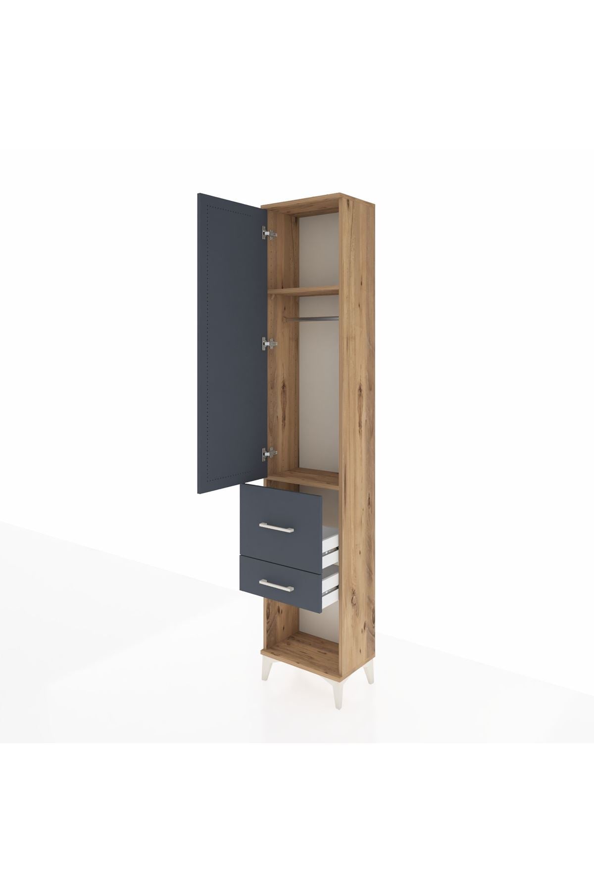 Arges Dolap 2 Raflı 2 Çekmeceli Tek Askılı 44x30x221 - S28M076V8A