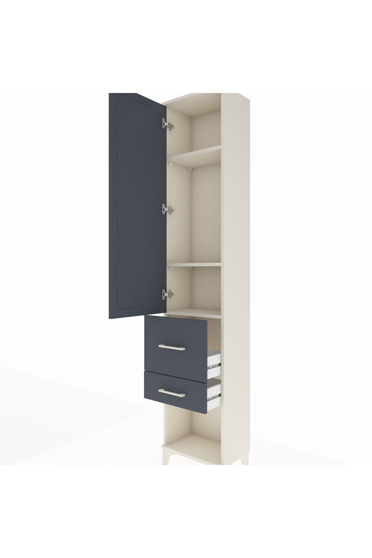 Arges Dolap 3 Raflı 2 Çekmeceli Tek Kapaklı 44x30x221 - S28M077V2A