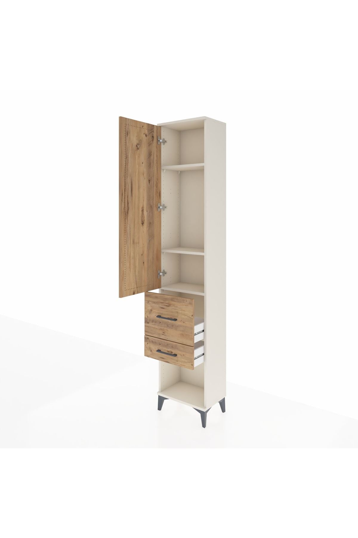 Arges Dolap 3 Raflı 2 Çekmeceli Tek Kapaklı 44x30x221 - S28M077V3A