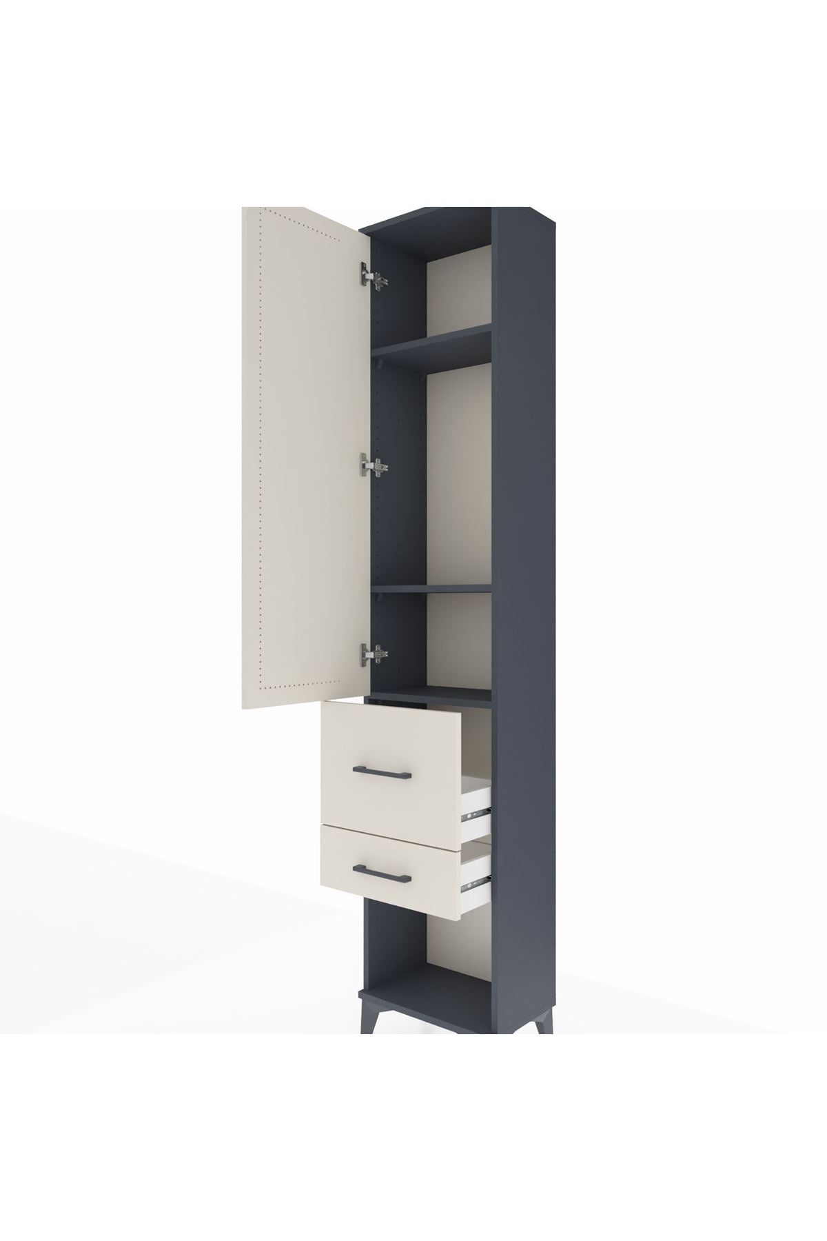 Arges Dolap 3 Raflı 2 Çekmeceli Tek Kapaklı 44x30x221 - S28M077V4A