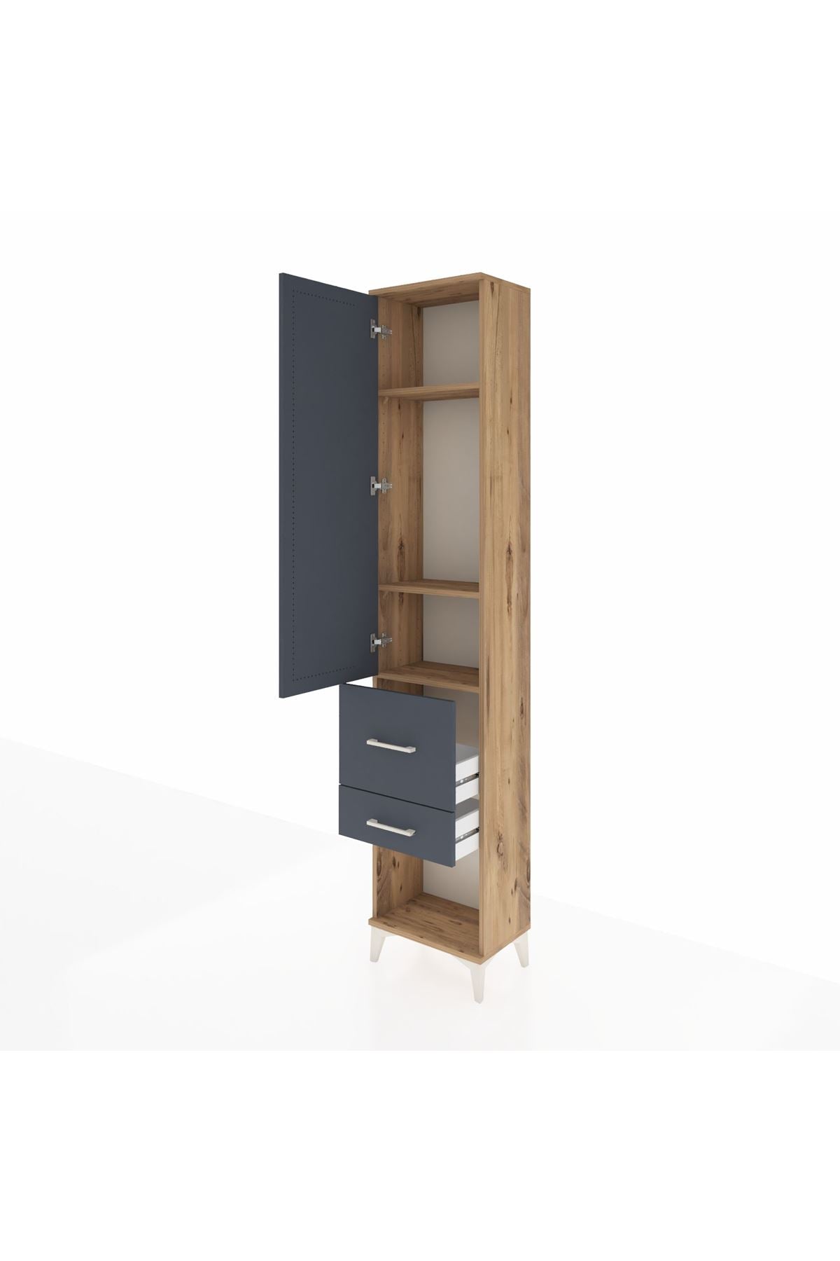 Arges Dolap 3 Raflı 2 Çekmeceli Tek Kapaklı 44x30x221 - S28M077V8A