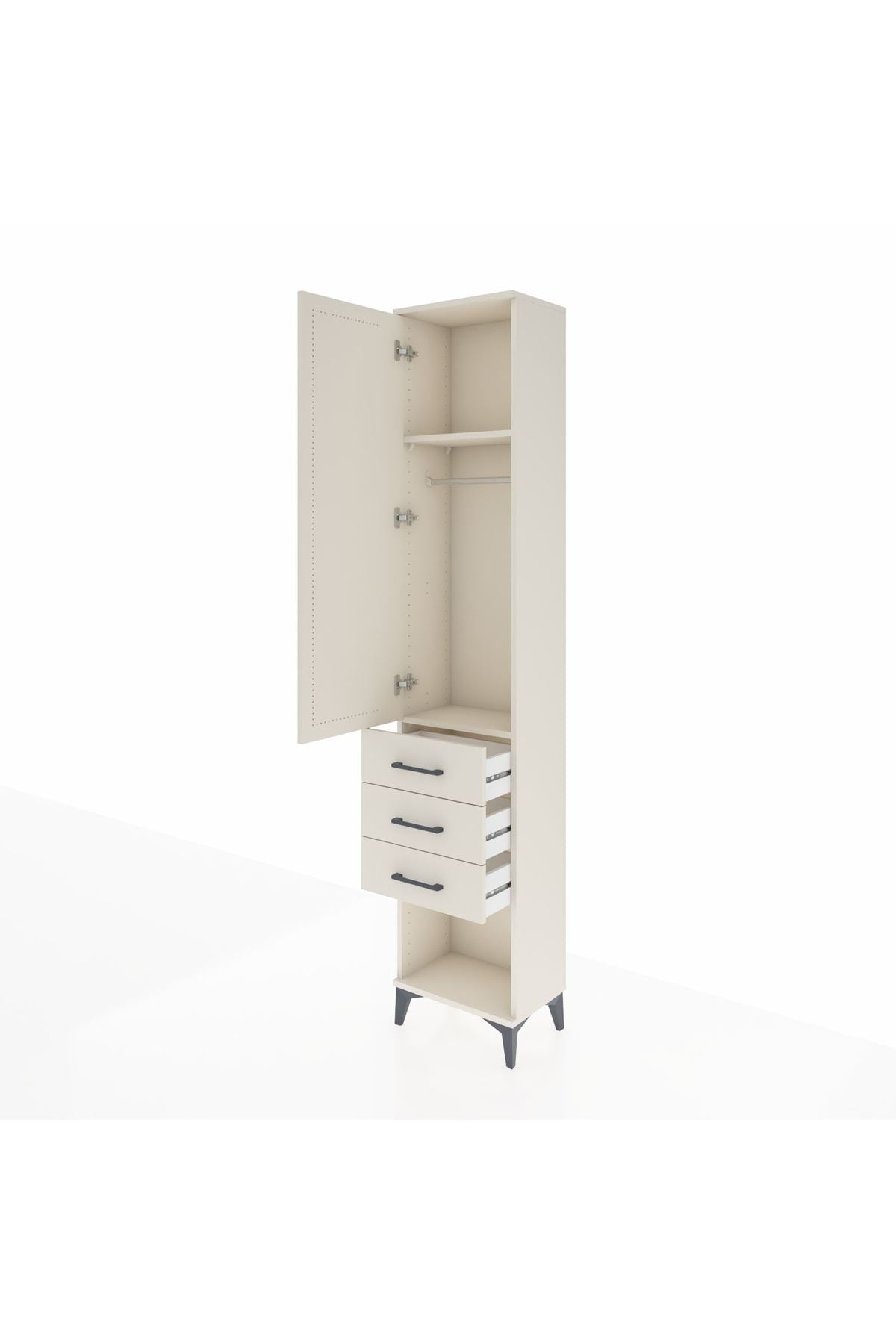 Arges Dolap 2 Raflı 3 Çekmeceli Tek Askılı 44x30x221 - S28M079V1A