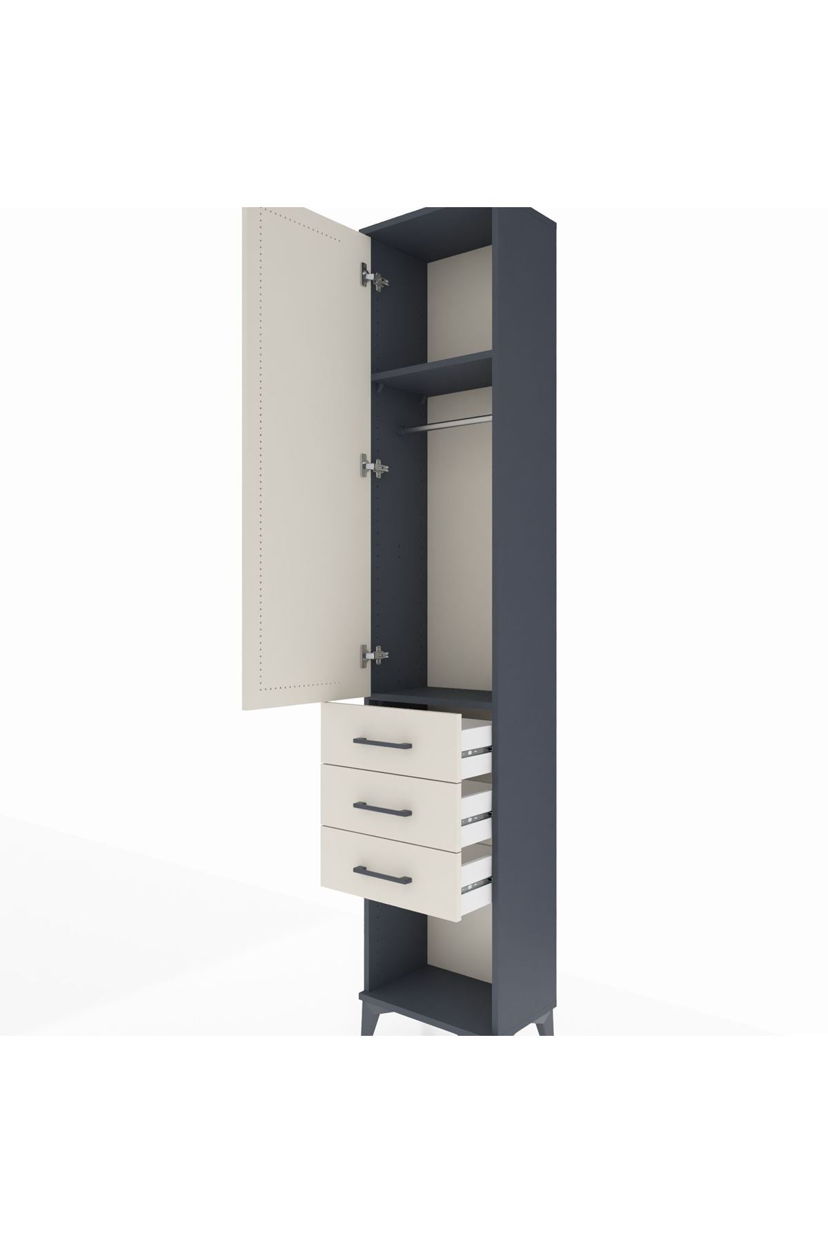 Arges Dolap 2 Raflı 3 Çekmeceli Tek Askılı 44x30x221 - S28M079V4A
