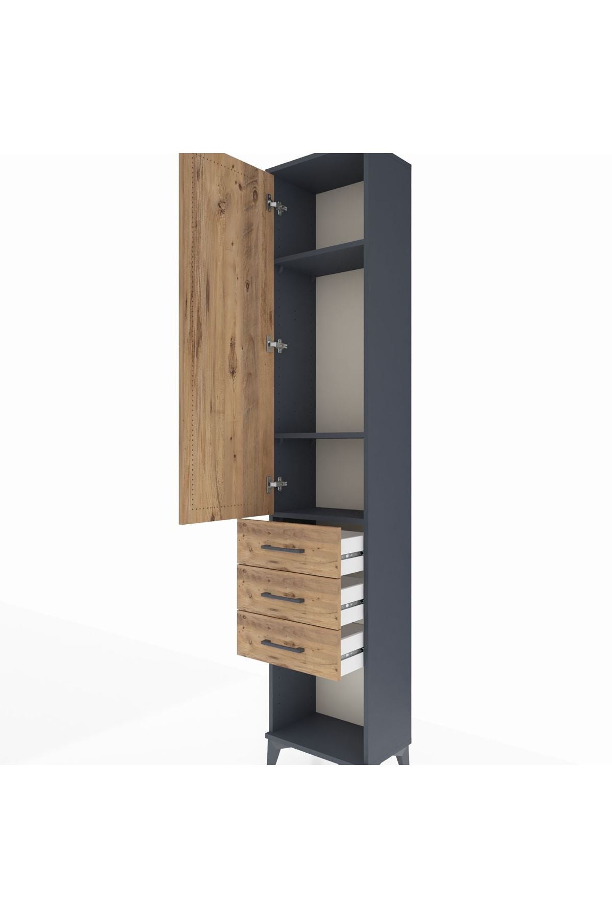 Arges Dolap 3 Raflı 3 Çekmeceli Tek Kapaklı 44x30x221 - S28M080V6A