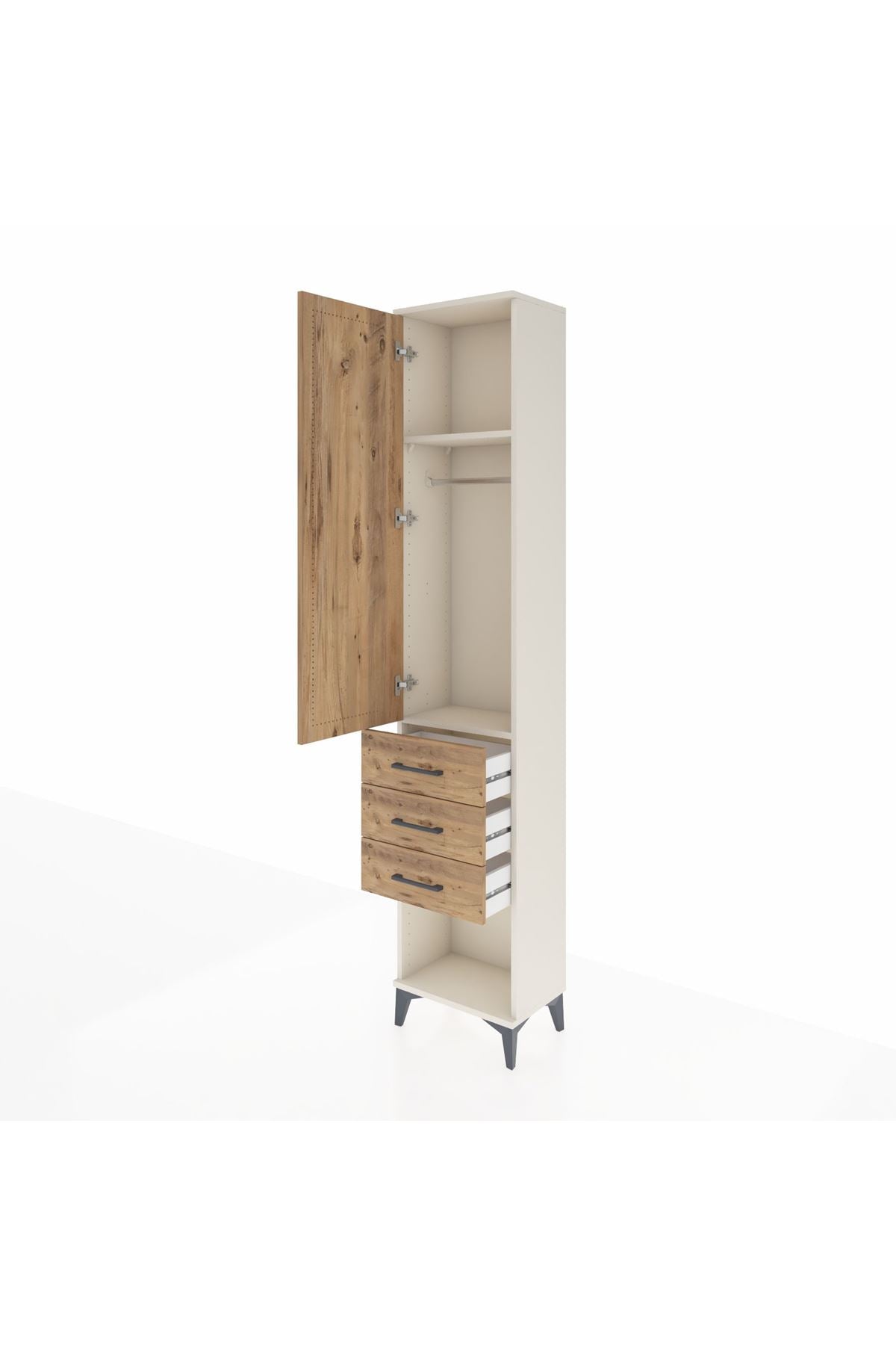 Arges Dolap 2 Raflı 3 Çekmeceli Tek Askılı 44x30x221 - S28M082V3A