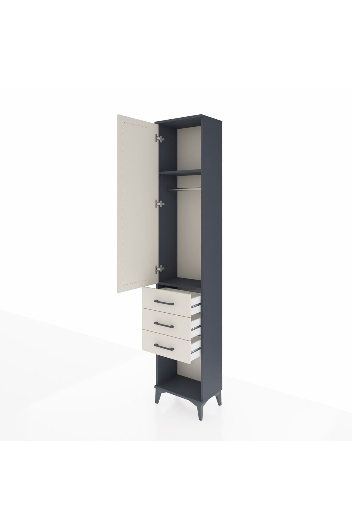 Arges Dolap 2 Raflı 3 Çekmeceli Tek Askılı 44x30x221 - S28M082V4A
