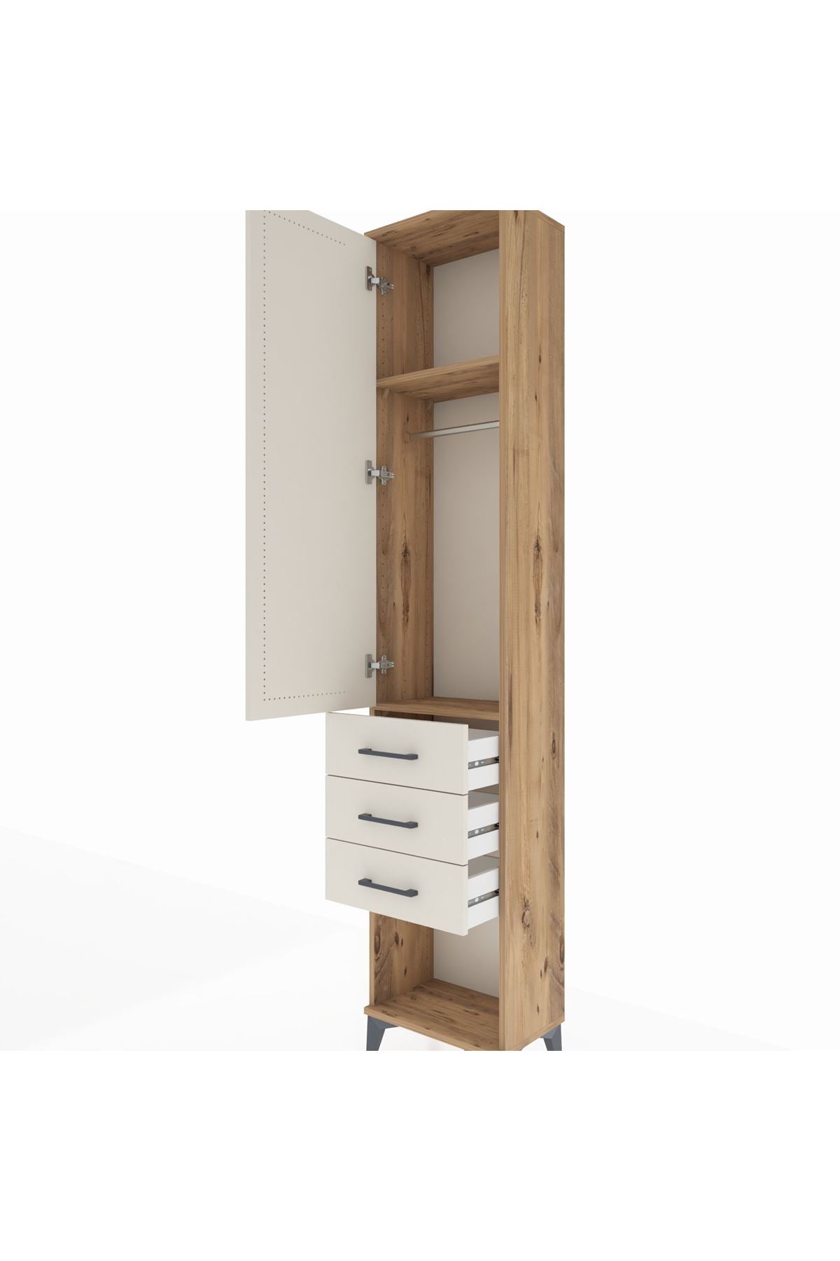 Arges Dolap 2 Raflı 3 Çekmeceli Tek Askılı 44x30x221 - S28M082V7A