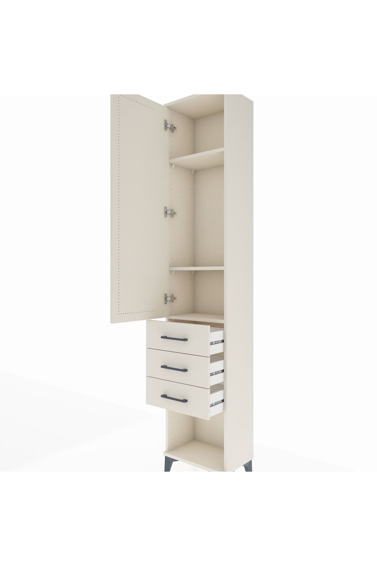 Arges Dolap 3 Raflı 3 Çekmeceli Tek Kapaklı 44x30x221 - S28M083V1A