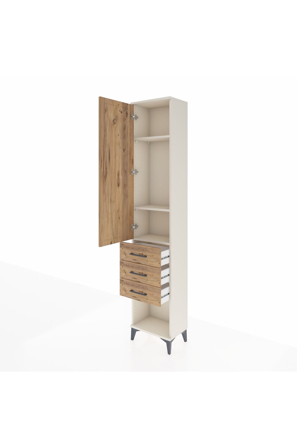 Arges Dolap 3 Raflı 3 Çekmeceli Tek Kapaklı 44x30x221 - S28M083V3A
