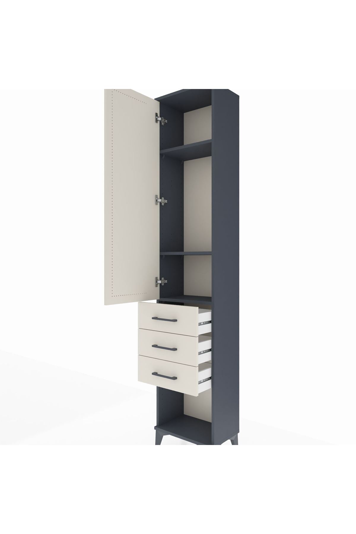 Arges Dolap 3 Raflı 3 Çekmeceli Tek Kapaklı 44x30x221 - S28M083V4A