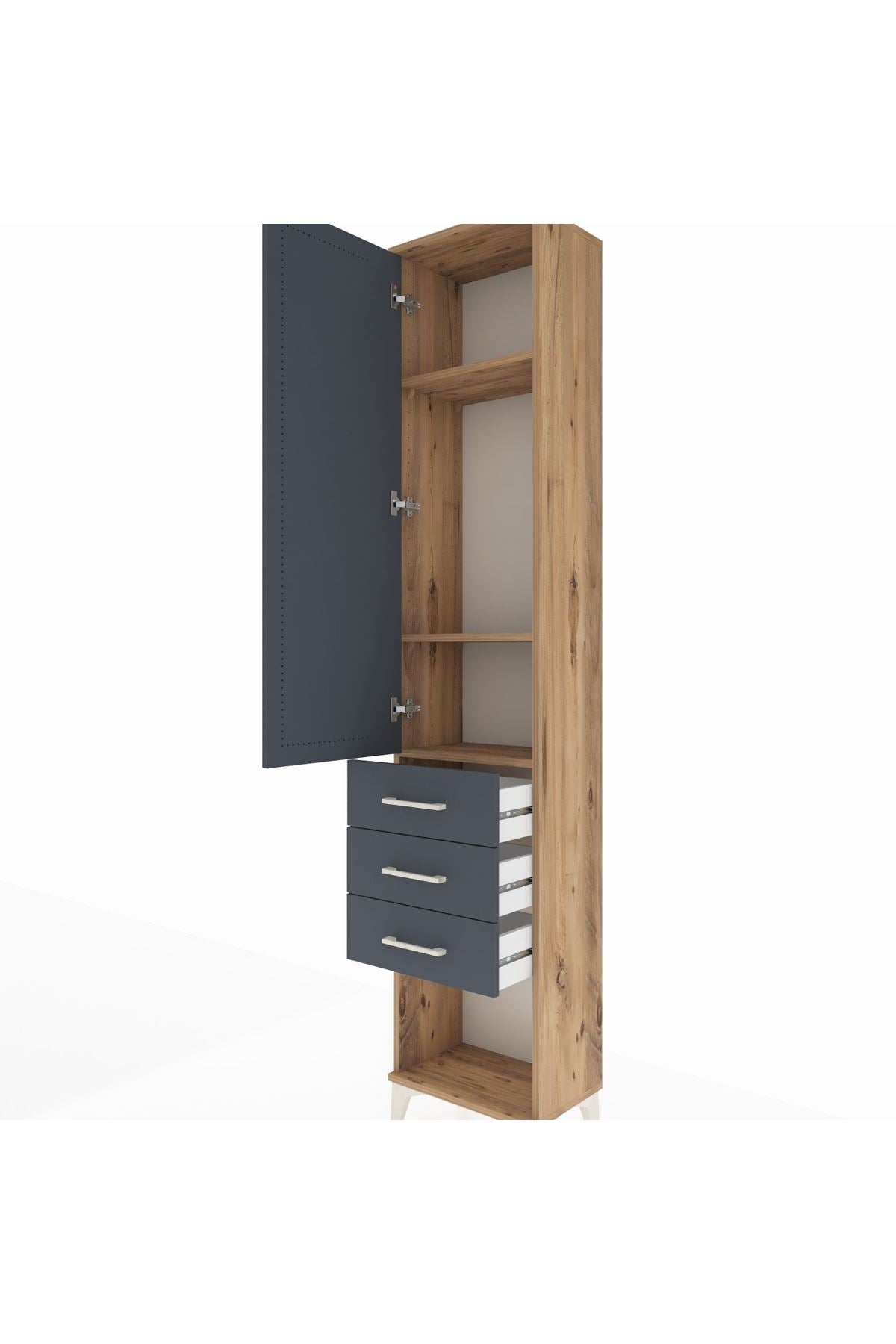 Arges Dolap 3 Raflı 3 Çekmeceli Tek Kapaklı 44x30x221 - S28M083V8A