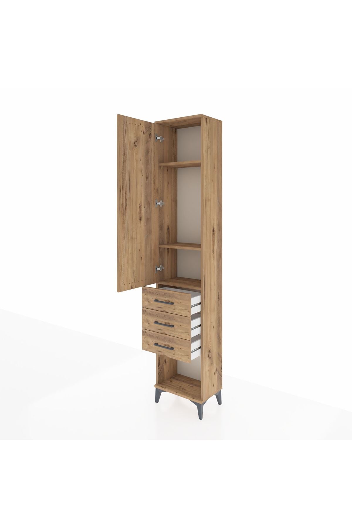 Arges Dolap 3 Raflı 3 Çekmeceli Tek Kapaklı 44x30x221 - S28M083V9A