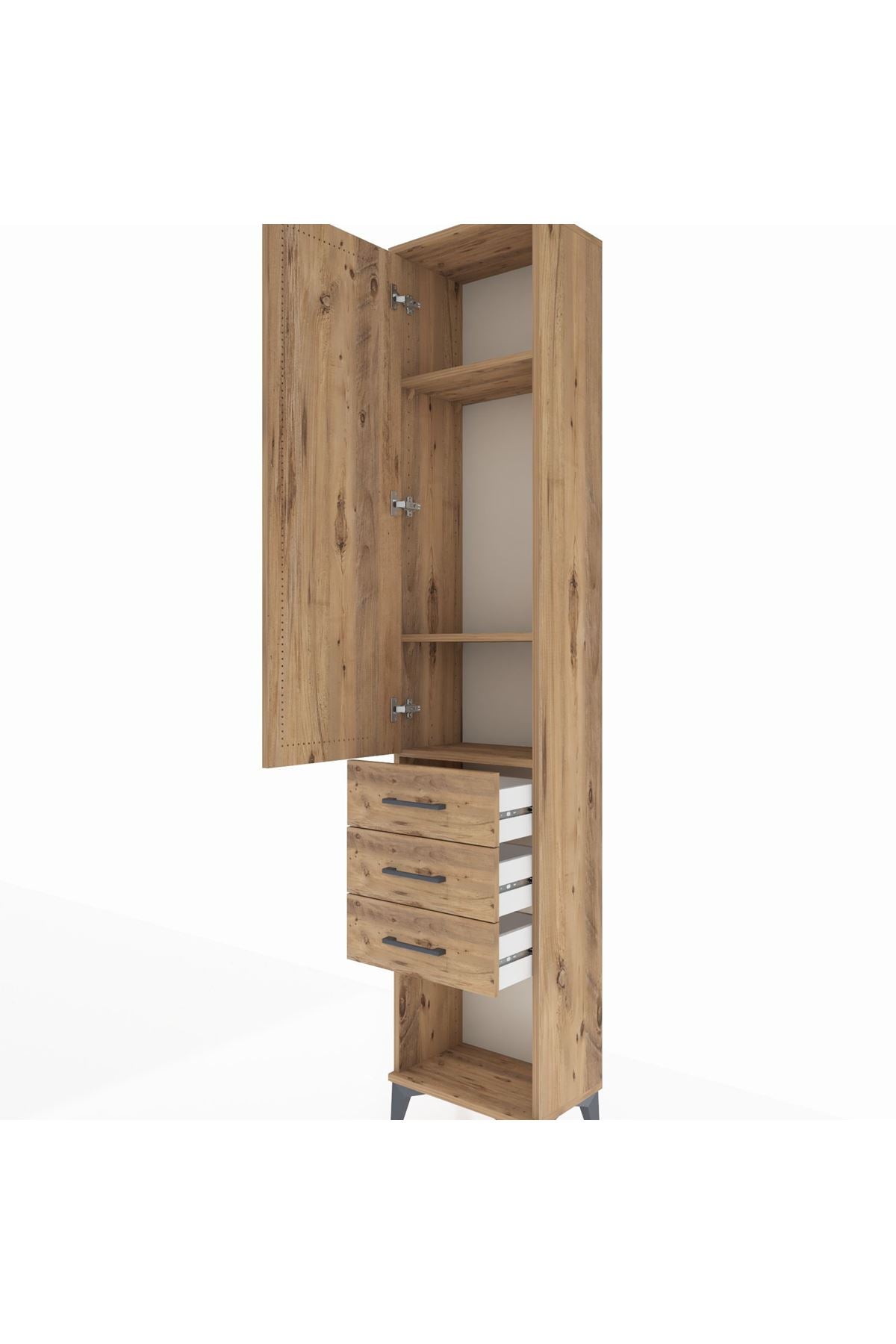 Arges Dolap 3 Raflı 3 Çekmeceli Tek Kapaklı 44x30x221 - S28M083V9A