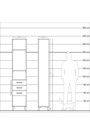 Arges Dolap 3 Raflı 3 Çekmeceli 44x30x221 - S28M084V6A