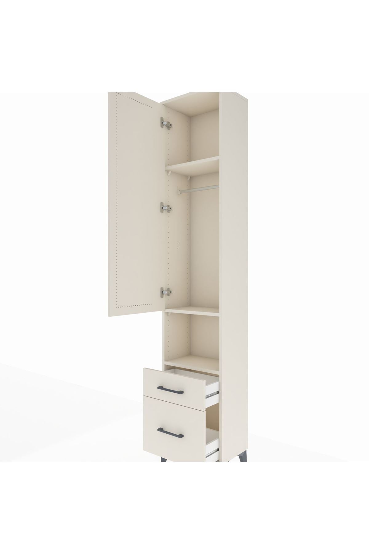 Arges Dolap 3 Raflı 2 Çekmeceli Tek Askılı 44x30x221 - S28M085V1A
