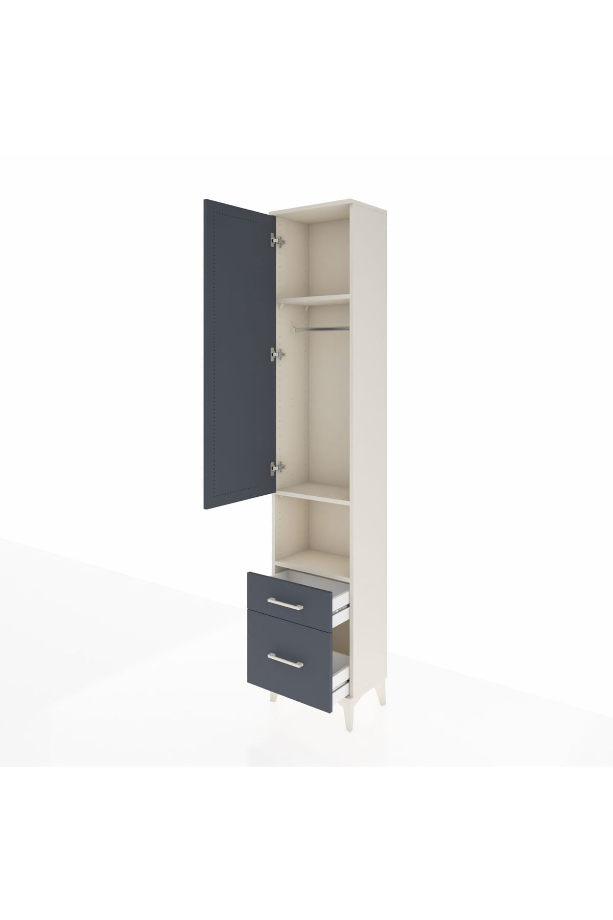 Arges Dolap 3 Raflı 2 Çekmeceli Tek Askılı 44x30x221 - S28M085V2A