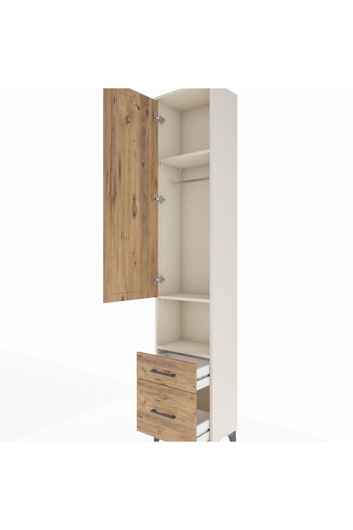 Arges Dolap 3 Raflı 2 Çekmeceli Tek Askılı 44x30x221 - S28M085V3A