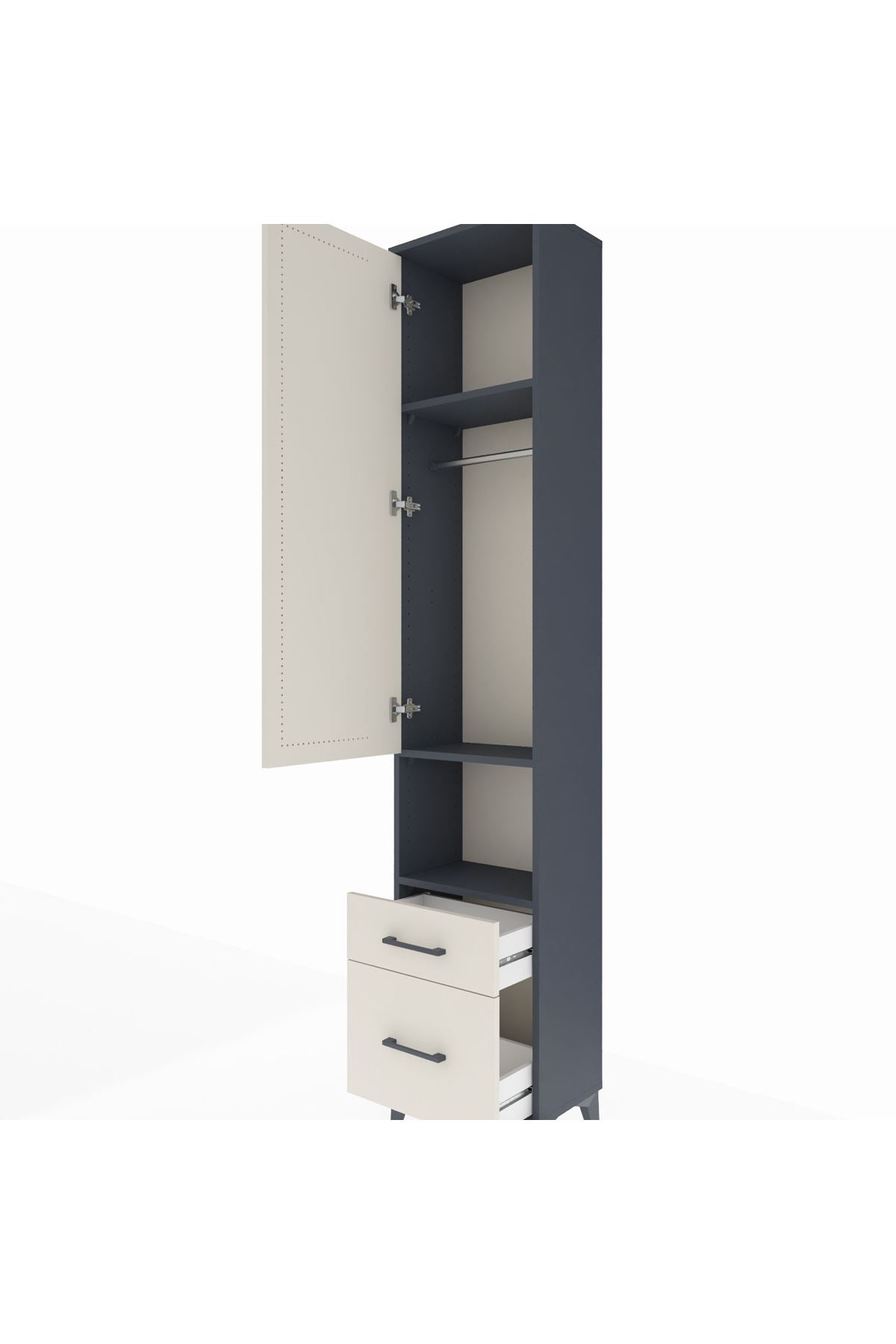 Arges Dolap 3 Raflı 2 Çekmeceli Tek Askılı 44x30x221 - S28M085V4A