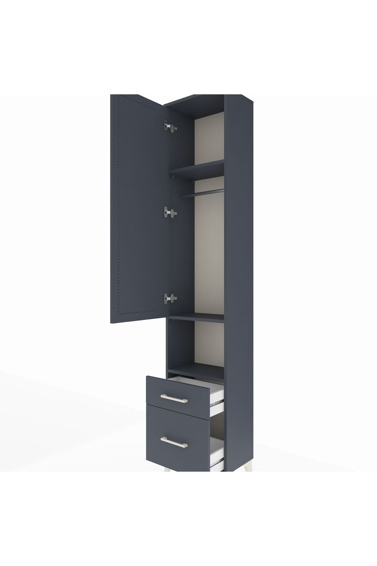 Arges Dolap 3 Raflı 2 Çekmeceli Tek Askılı 44x30x221 - S28M085V5A