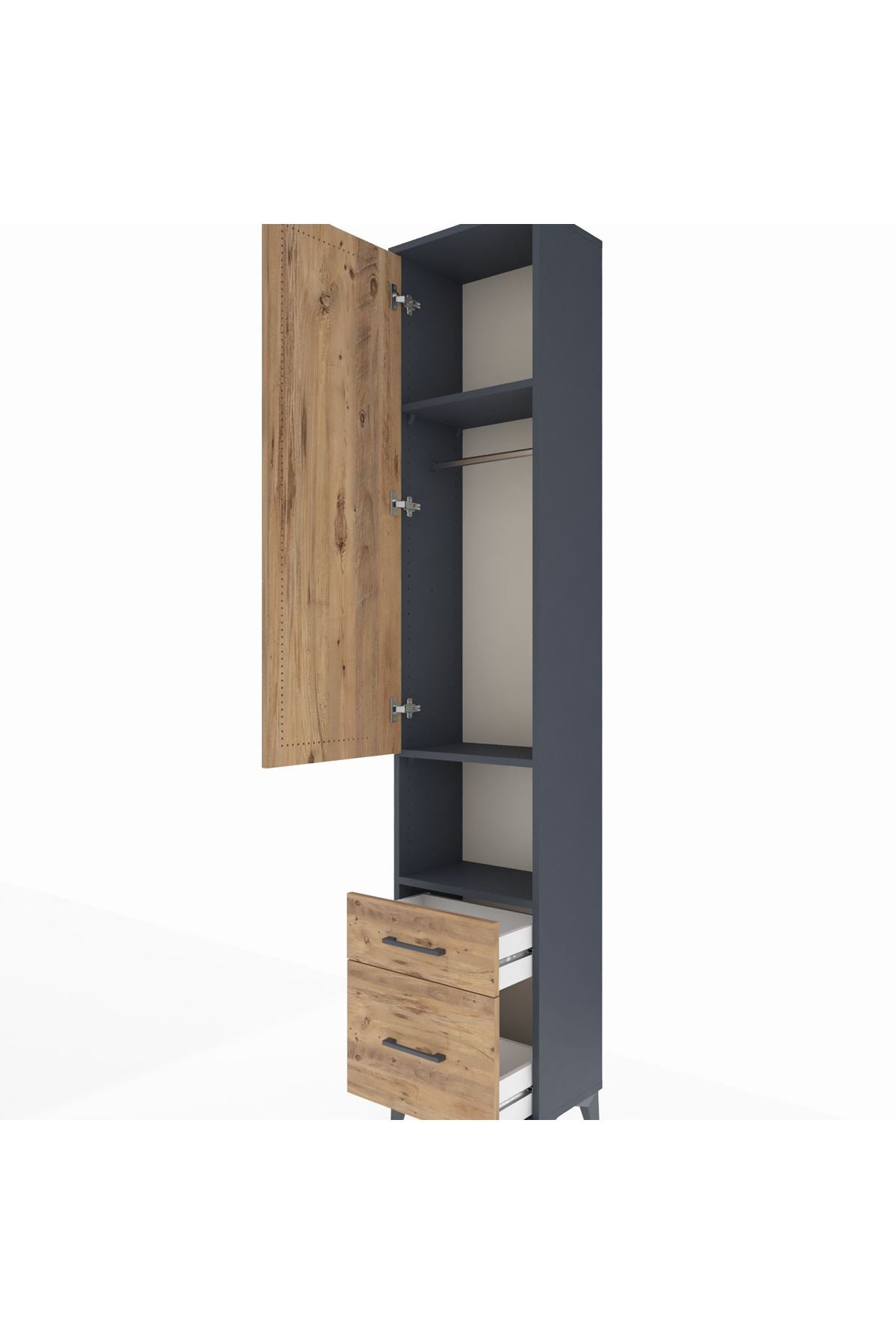 Arges Dolap 3 Raflı 2 Çekmeceli Tek Askılı 44x30x221 - S28M085V6A