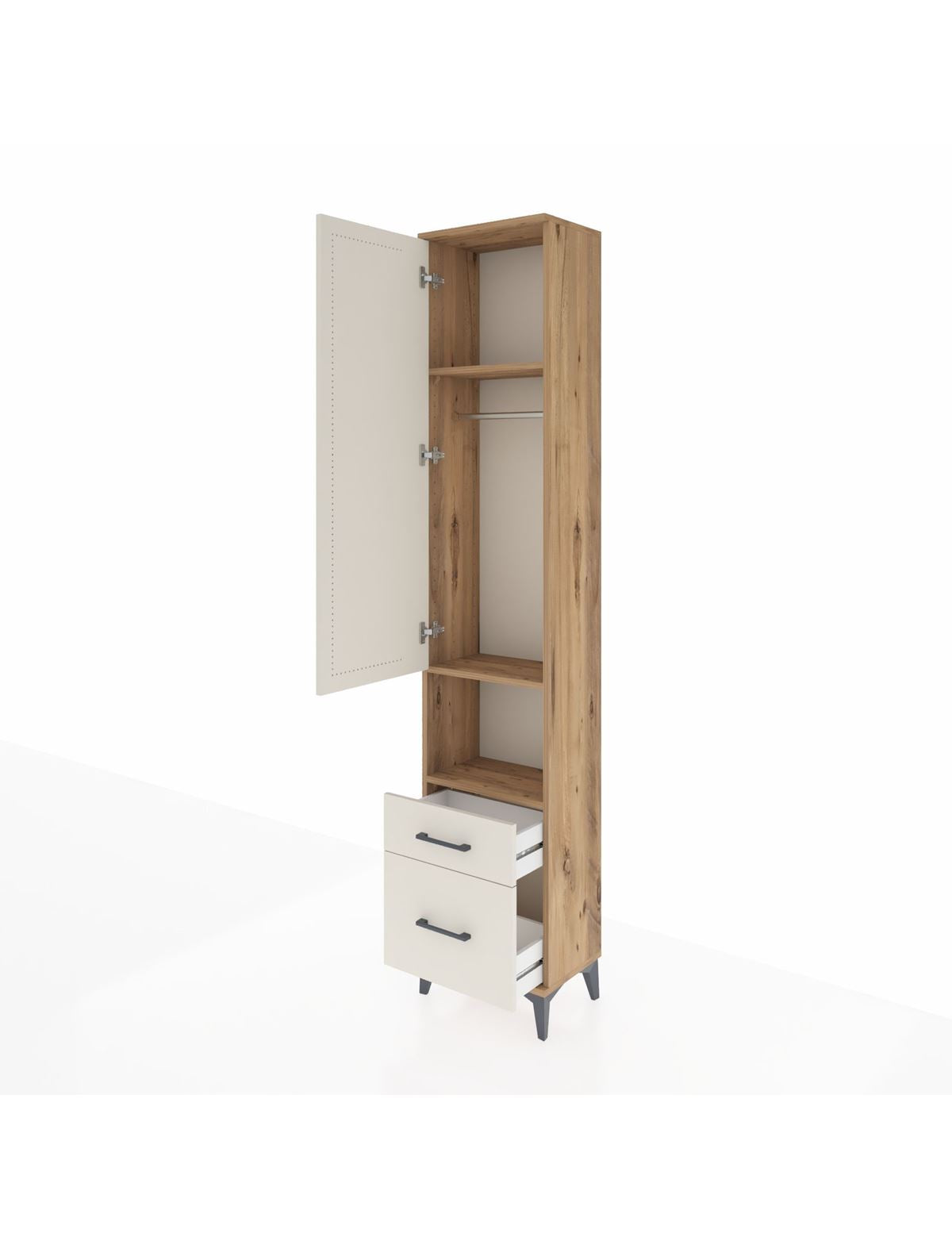 Arges Dolap 3 Raflı 2 Çekmeceli Tek Askılı 44x30x221 - S28M085V7A