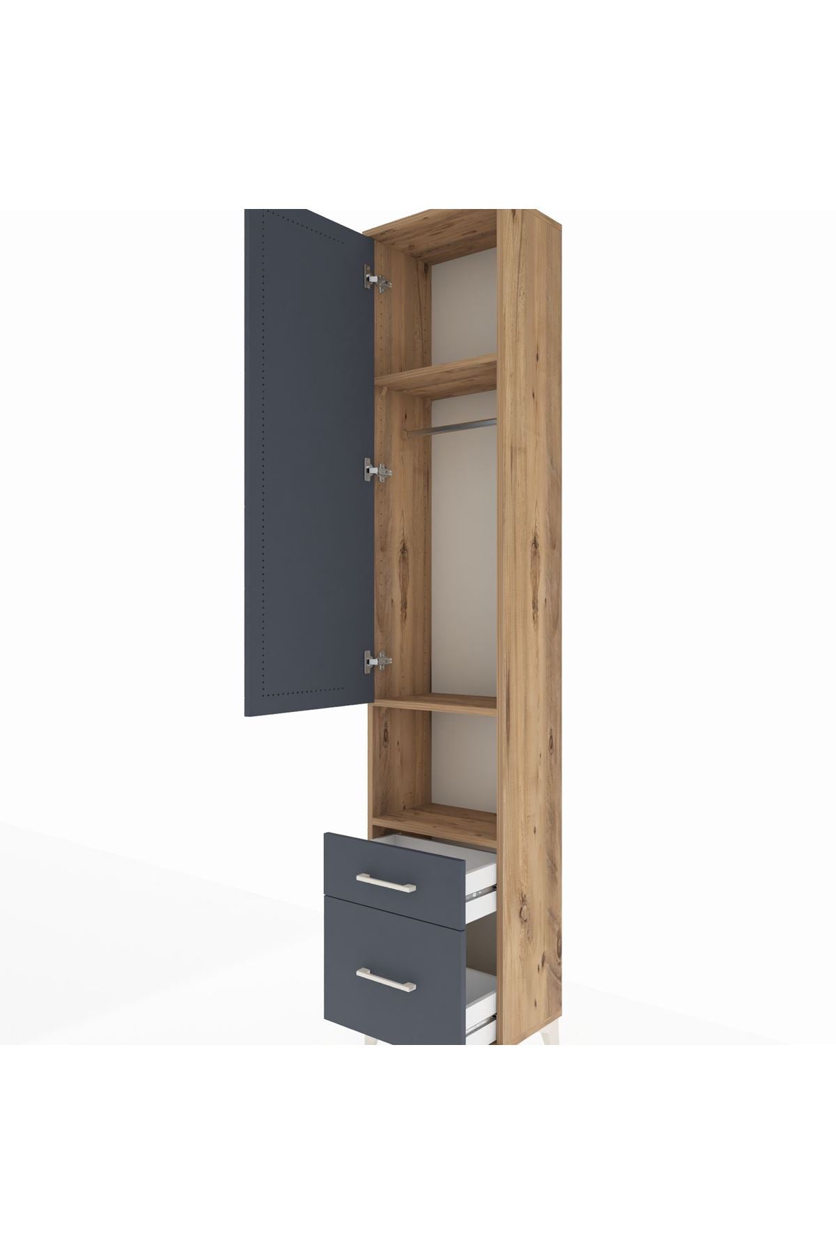 Arges Dolap 3 Raflı 2 Çekmeceli Tek Askılı 44x30x221 - S28M085V8A