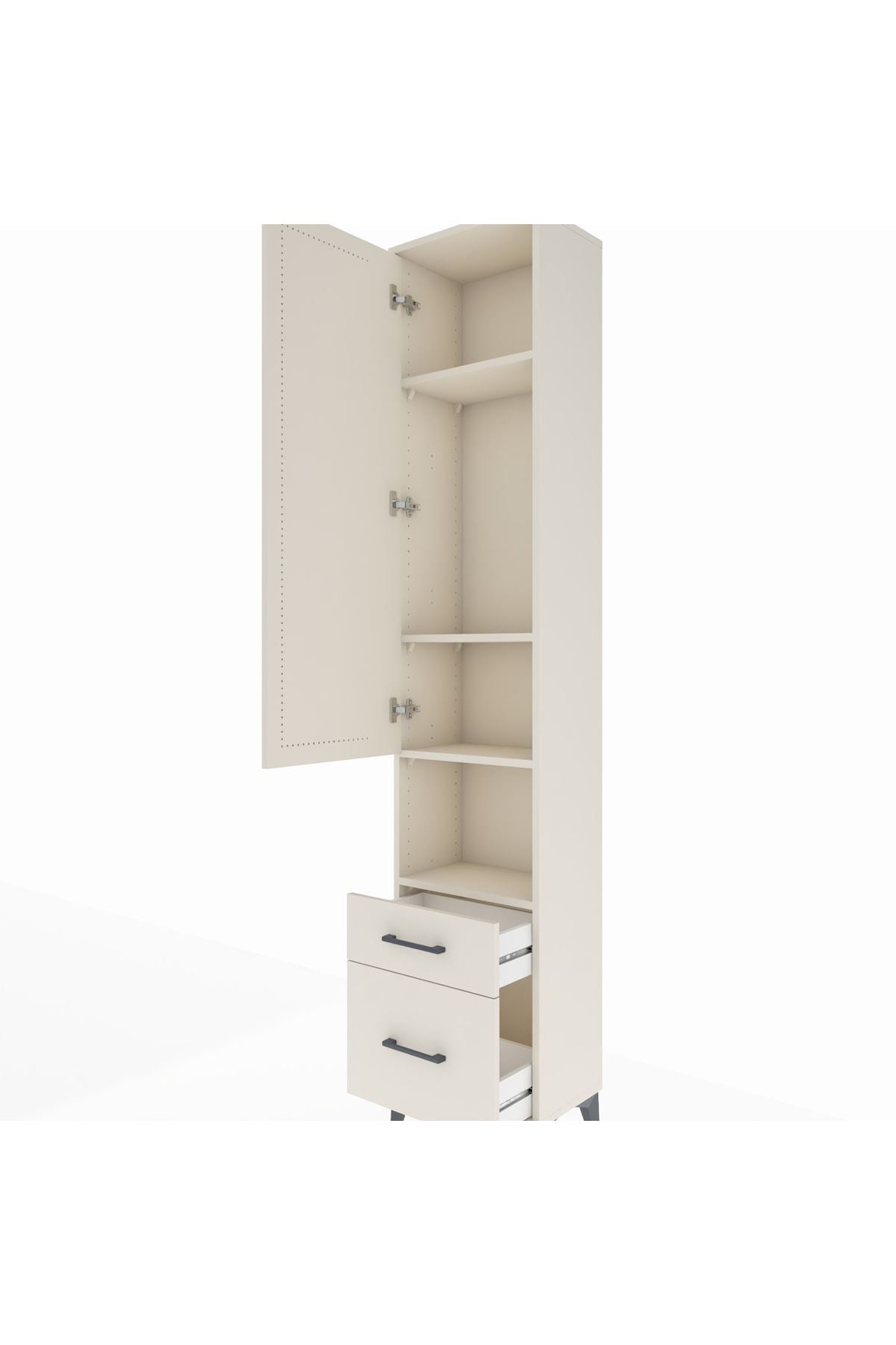 Arges Dolap 4 Raflı 2 Çekmeceli Tek Kapaklı 44x30x221 - S28M086V1A