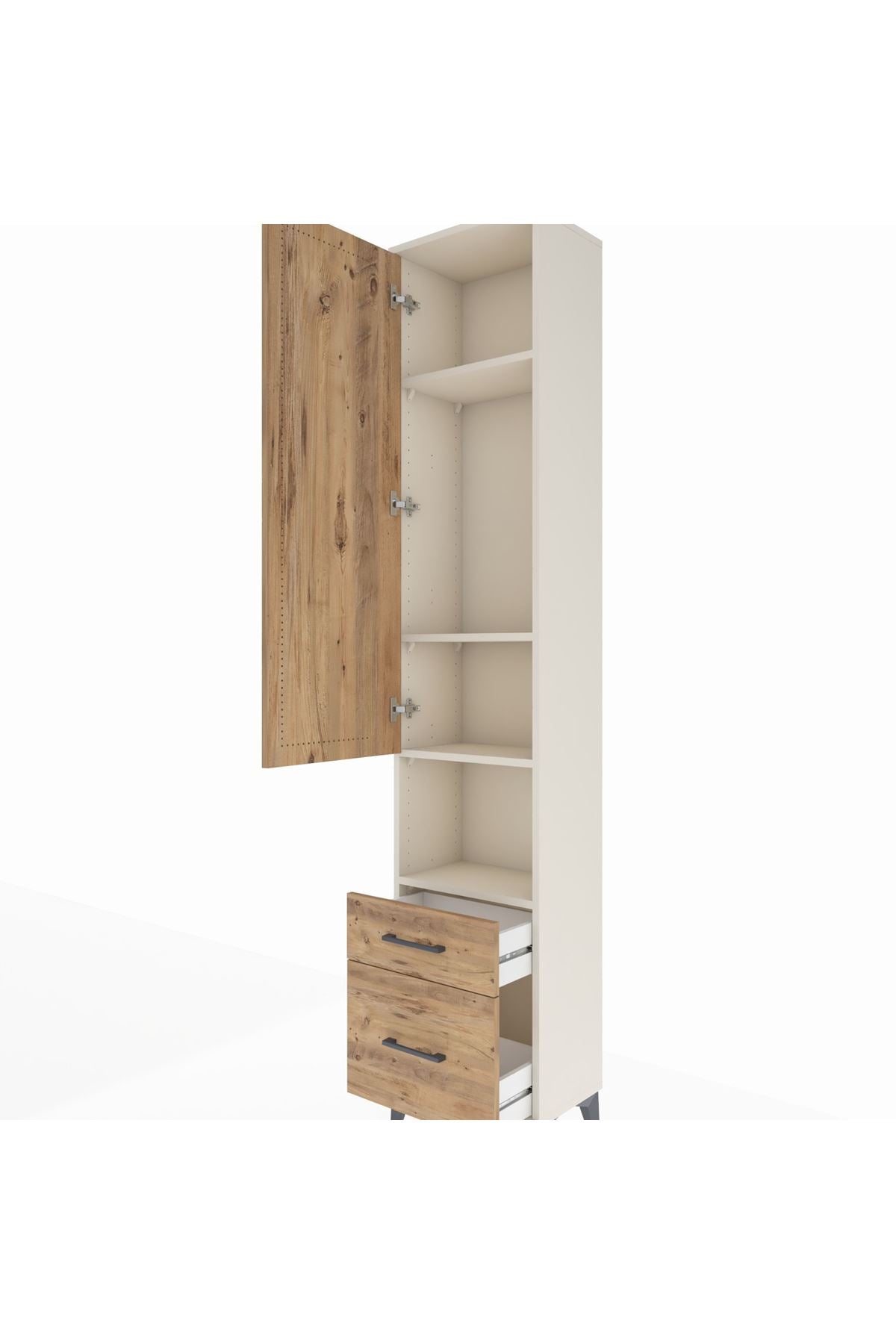 Arges Dolap 4 Raflı 2 Çekmeceli Tek Kapaklı 44x30x221 - S28M086V3A