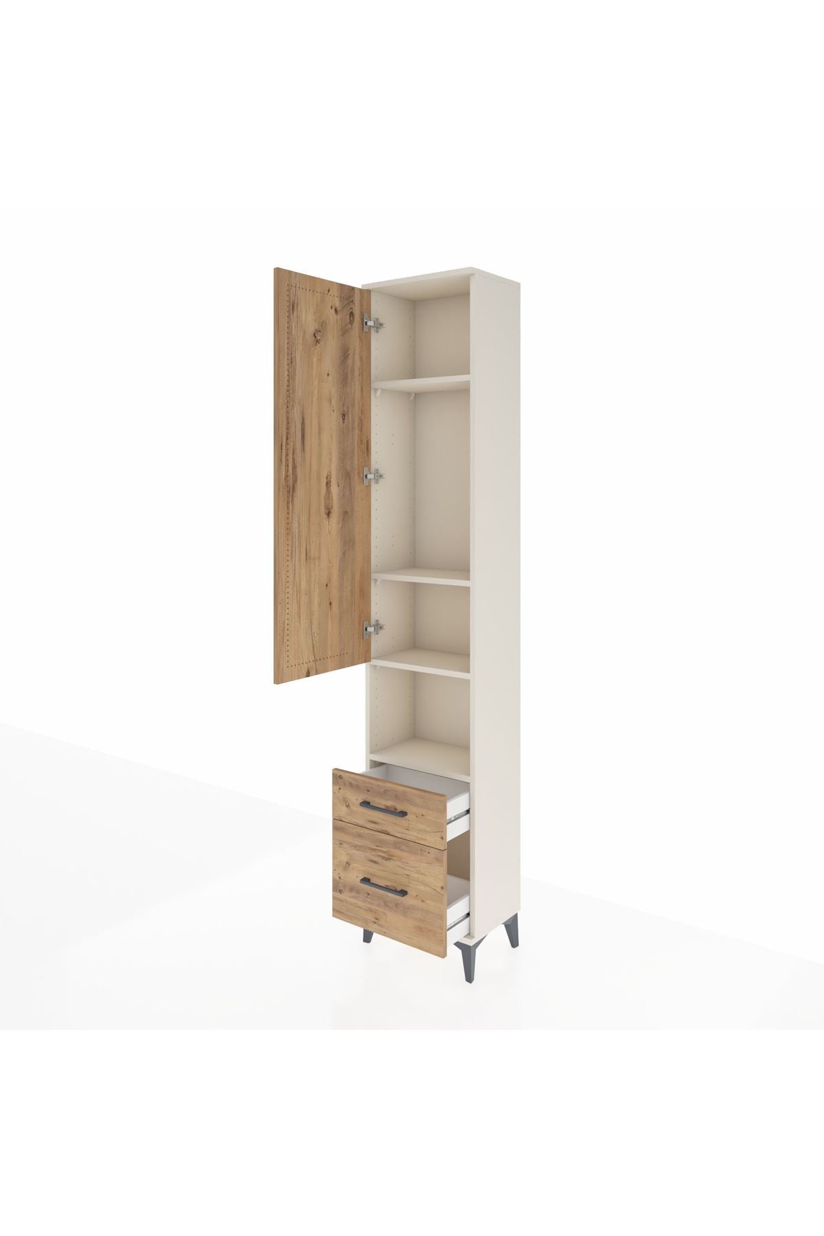 Arges Dolap 4 Raflı 2 Çekmeceli Tek Kapaklı 44x30x221 - S28M086V3A