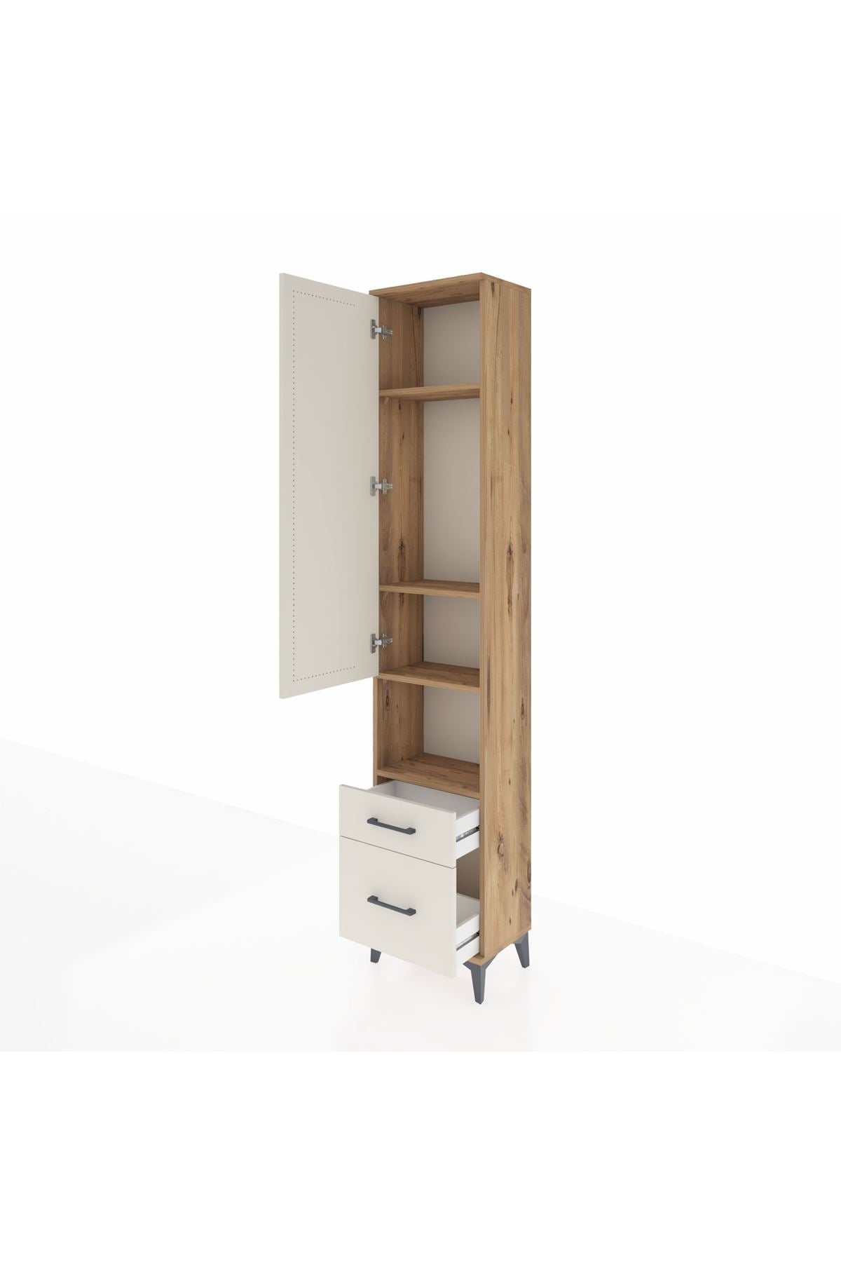 Arges Dolap 4 Raflı 2 Çekmeceli Tek Kapaklı 44x30x221 - S28M086V7A