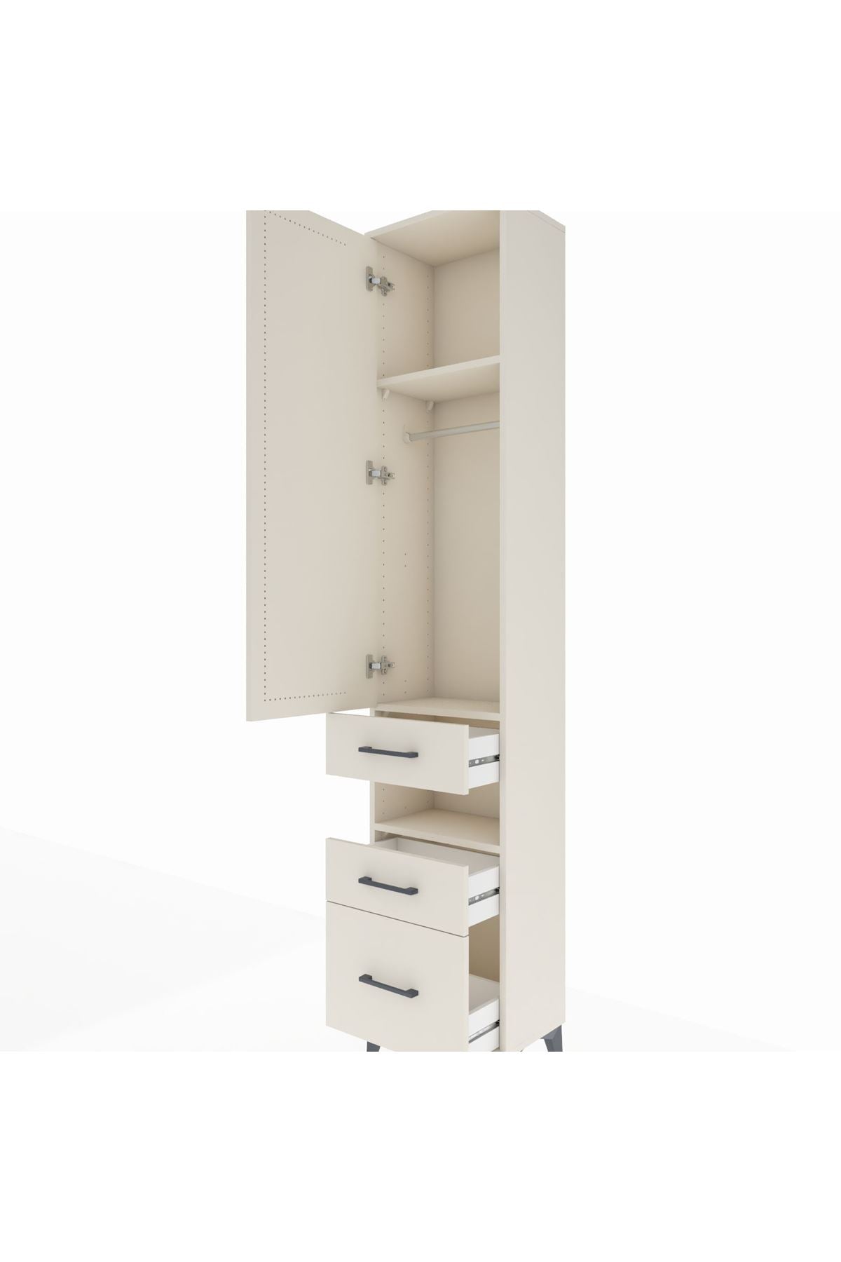 Arges Dolap 3 Raflı 3 Çekmeceli Tek Askılı 44x30x221 - S28M088V1A