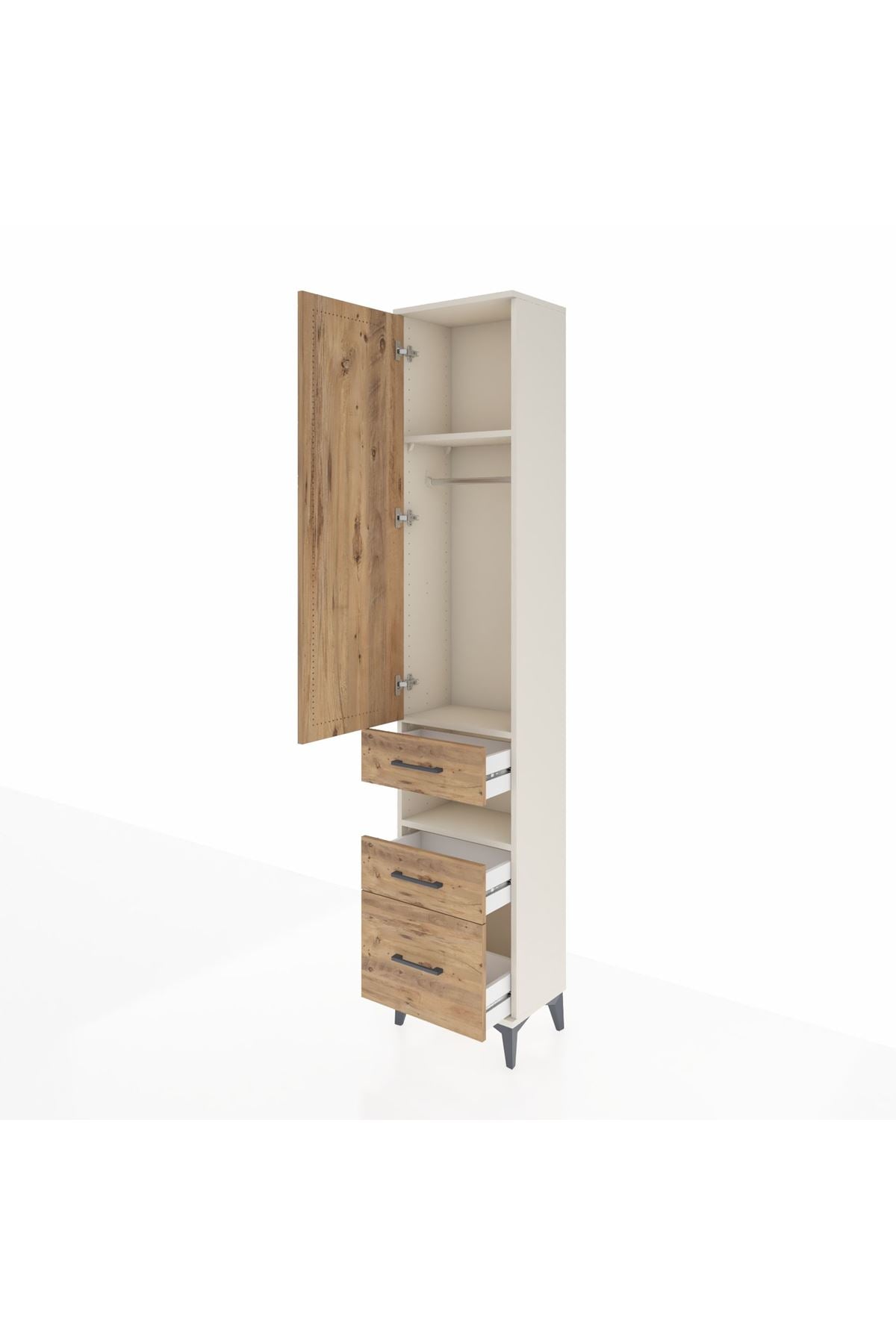 Arges Dolap 3 Raflı 3 Çekmeceli Tek Askılı 44x30x221 - S28M088V3A