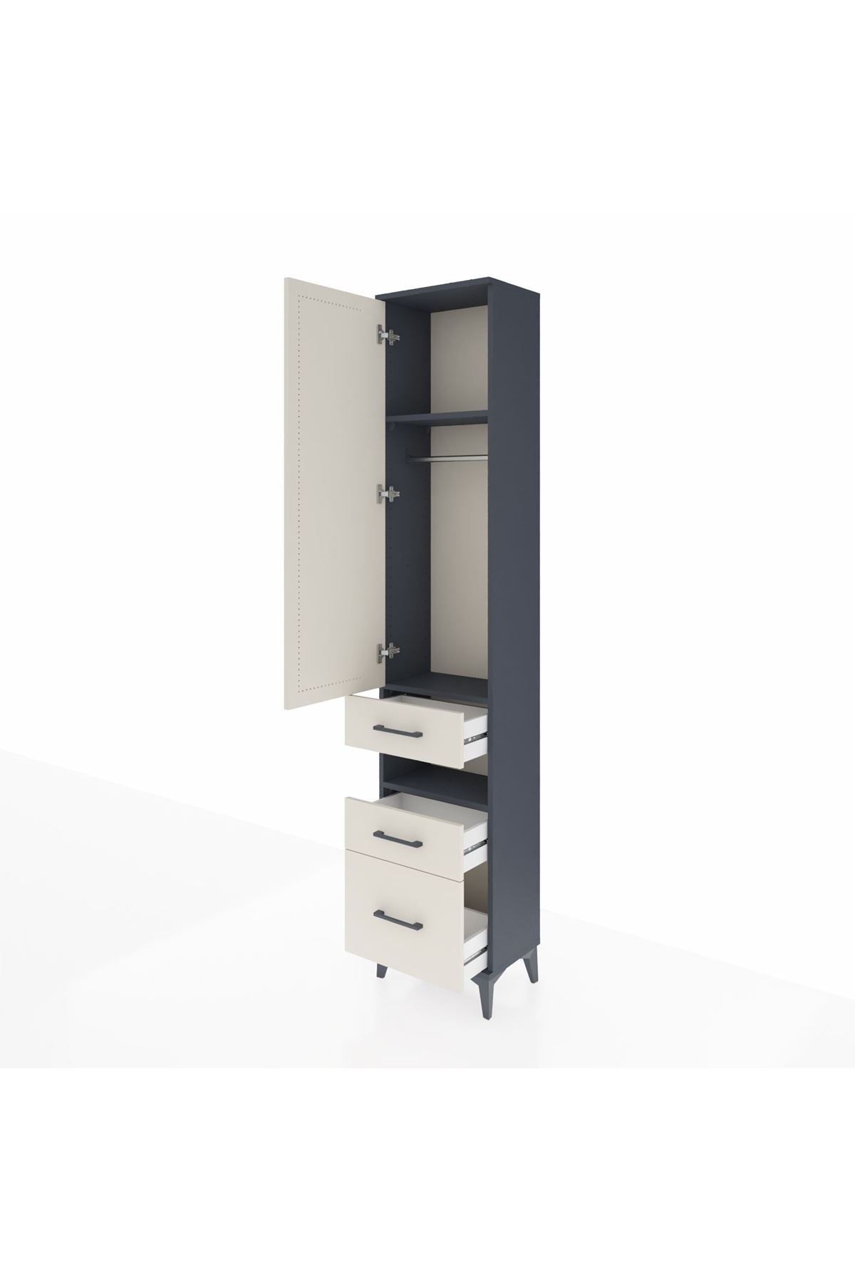 Arges Dolap 3 Raflı 3 Çekmeceli Tek Askılı 44x30x221 - S28M088V4A