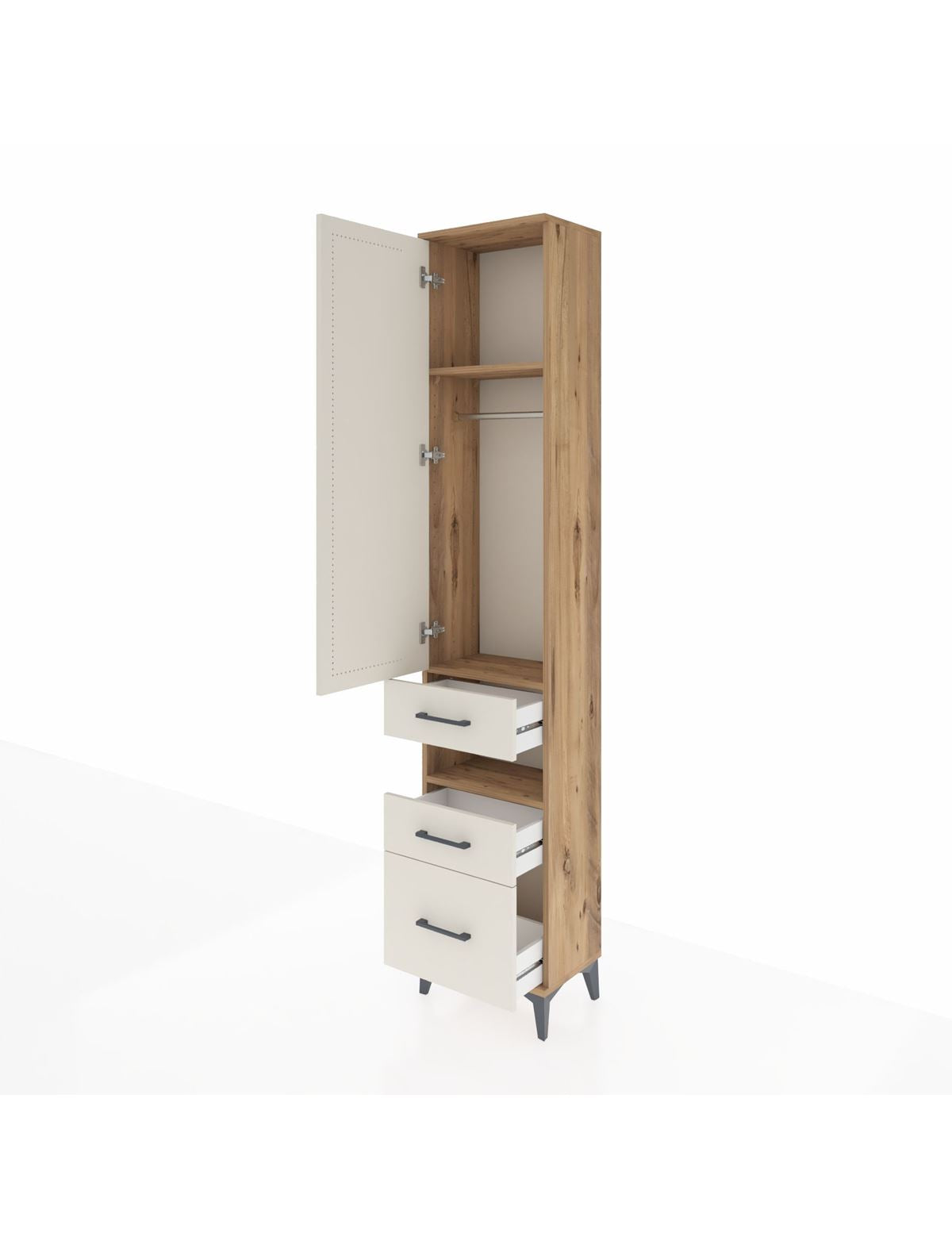Arges Dolap 3 Raflı 3 Çekmeceli Tek Askılı 44x30x221 - S28M088V7A