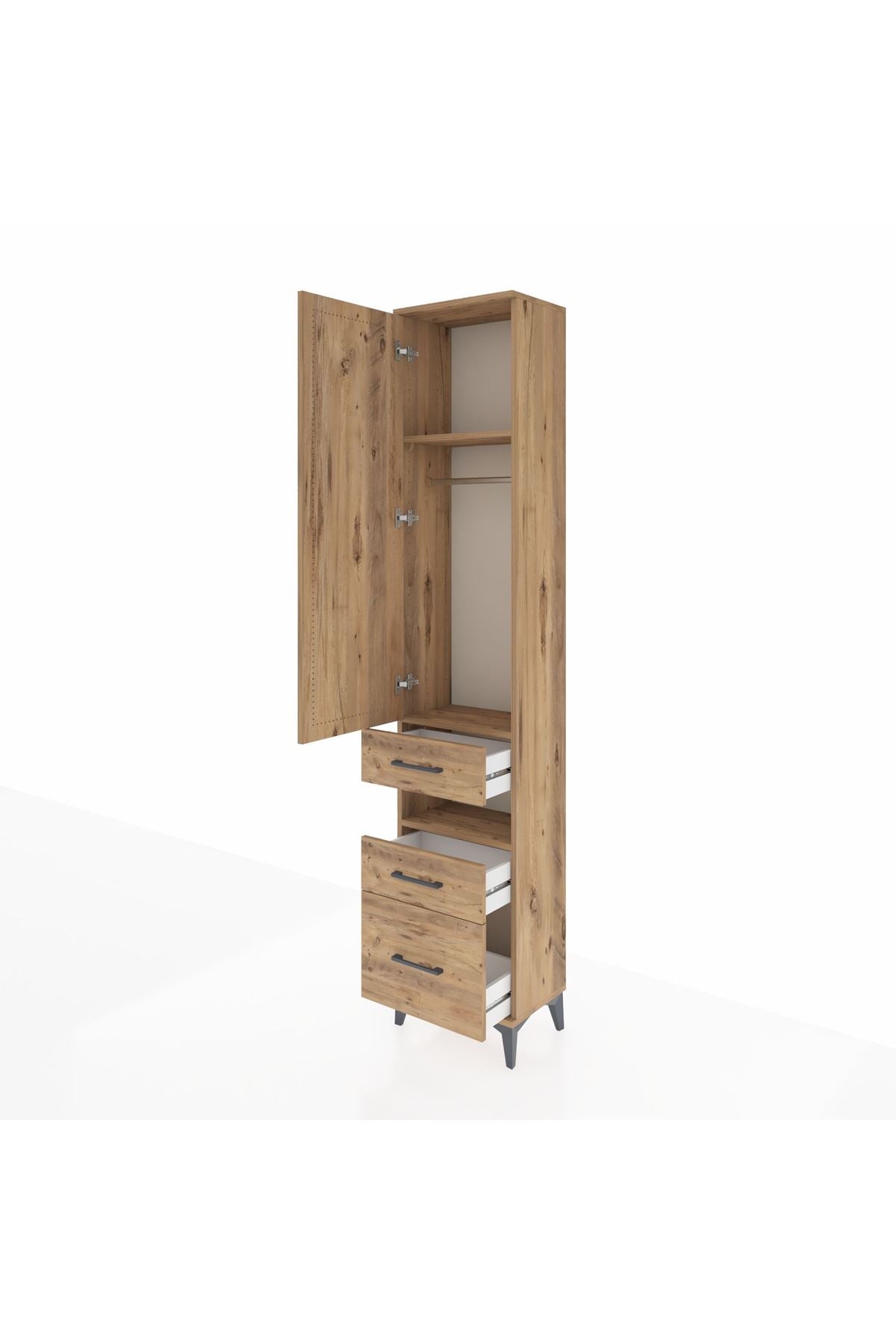 Arges Dolap 3 Raflı 3 Çekmeceli Tek Askılı 44x30x221 - S28M088V9A