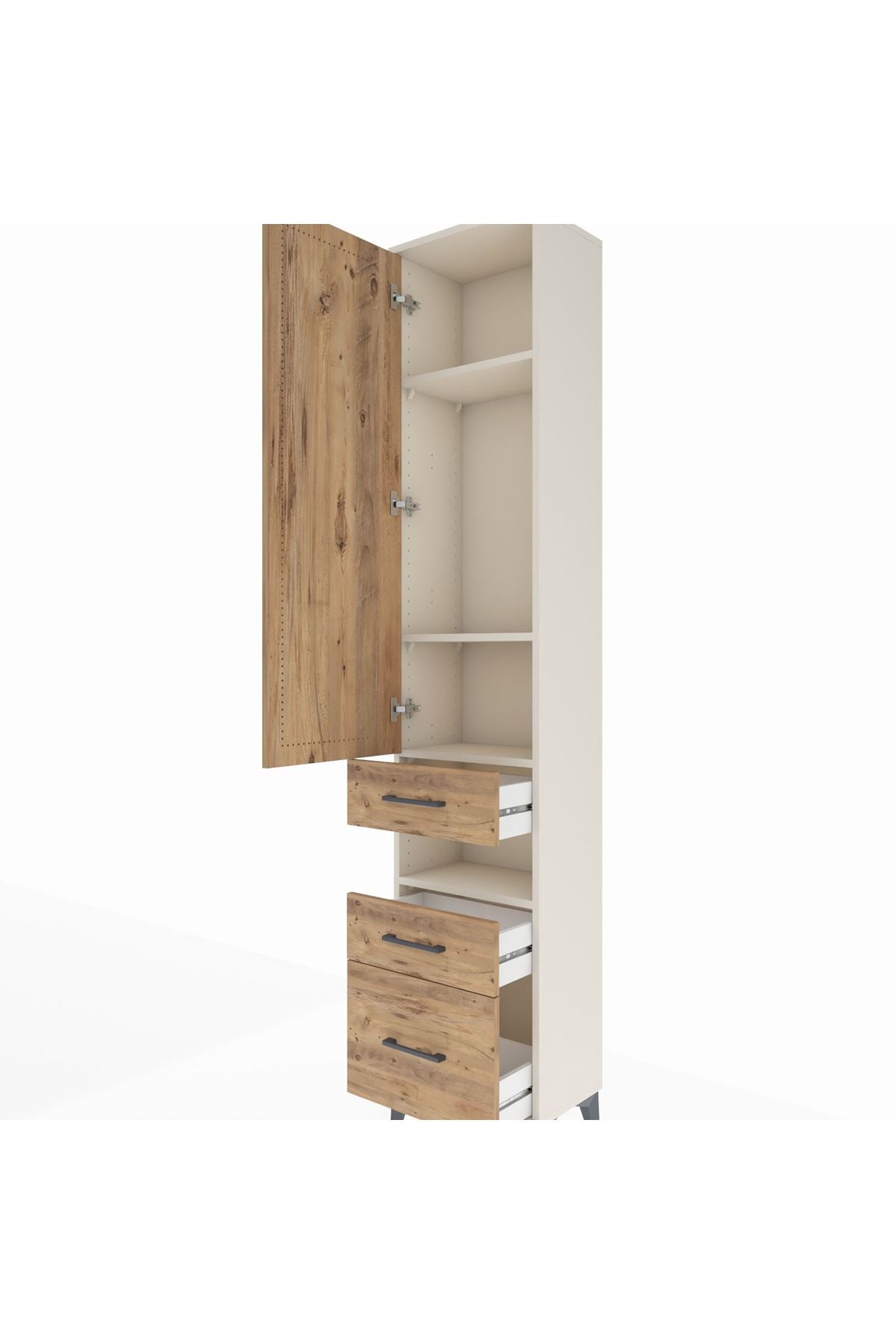 Arges Dolap 4 Raflı 3 Çekmeceli Tek Kapaklı 44x30x221 - S28M089V3A