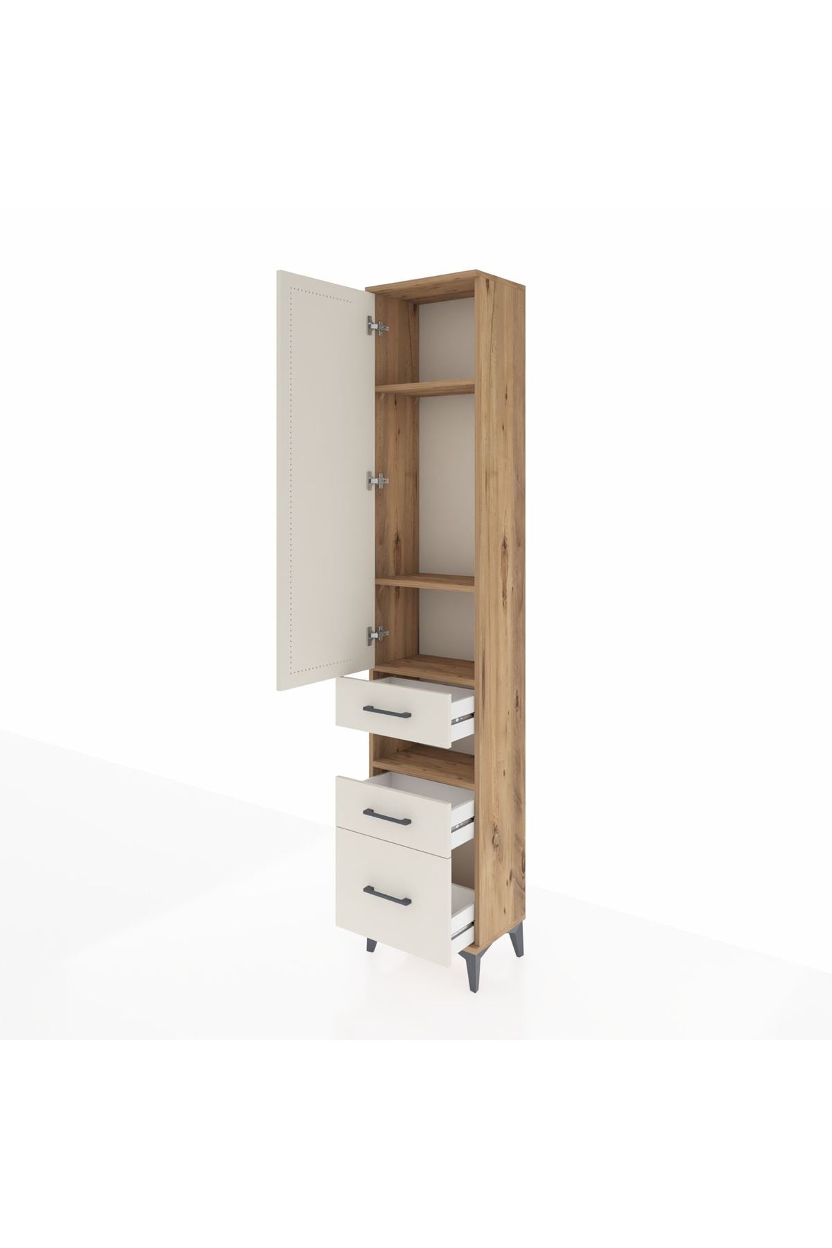 Arges Dolap 4 Raflı 3 Çekmeceli Tek Kapaklı 44x30x221 - S28M089V7A