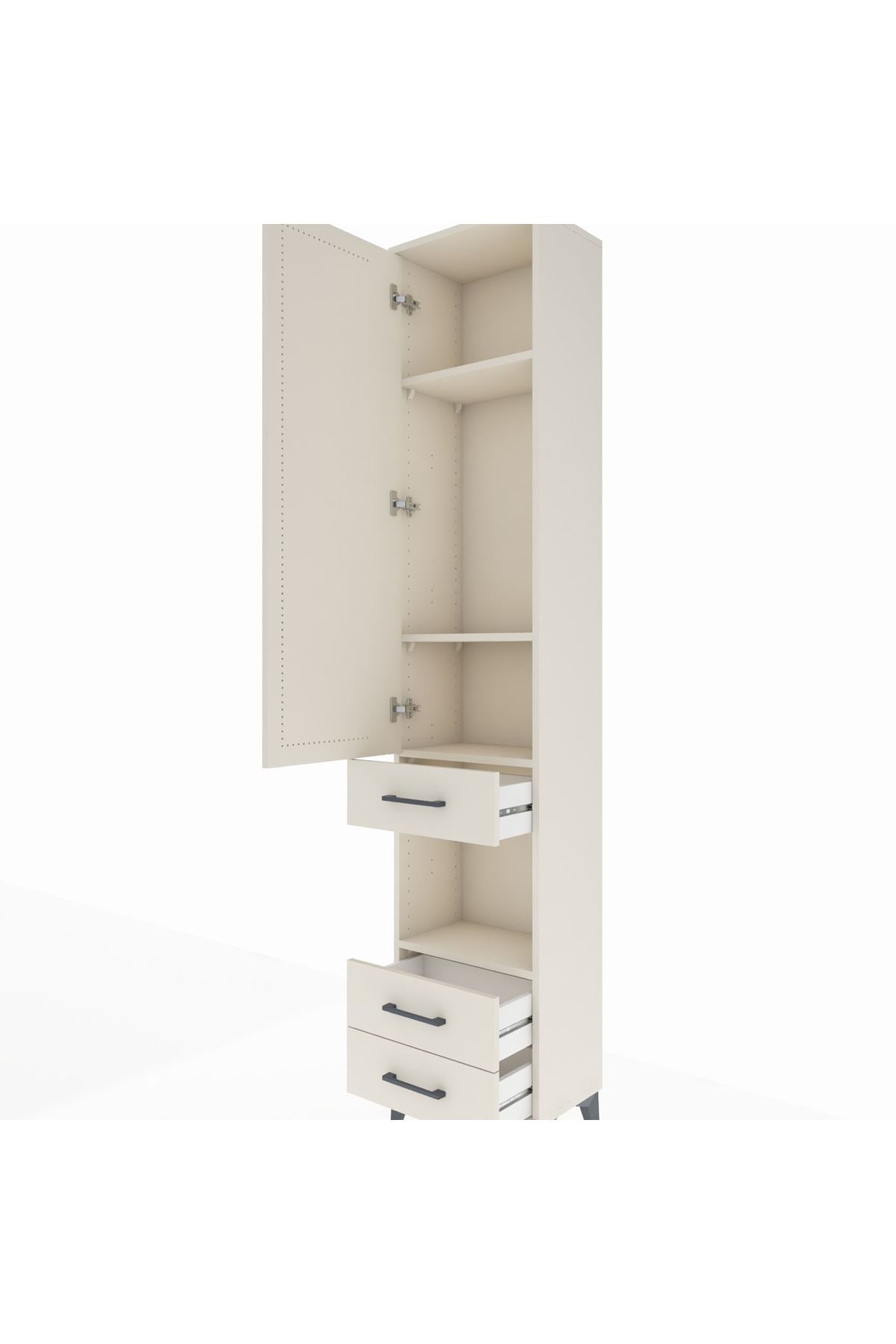 Arges Dolap 4 Raflı 3 Çekmeceli Tek Kapaklı 44x30x221 - S28M092V1A