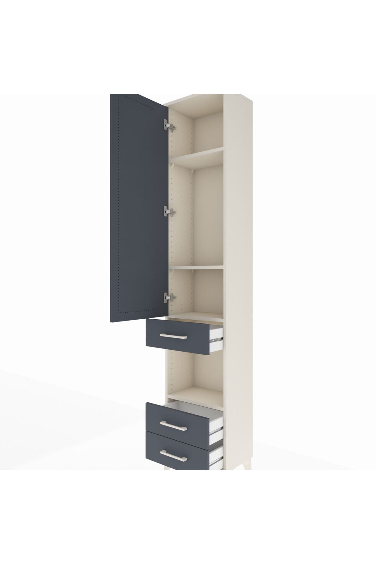 Arges Dolap 4 Raflı 3 Çekmeceli Tek Kapaklı 44x30x221 - S28M092V2A