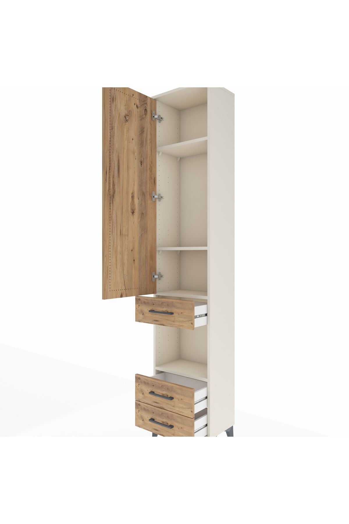 Arges Dolap 4 Raflı 3 Çekmeceli Tek Kapaklı 44x30x221 - S28M092V3A