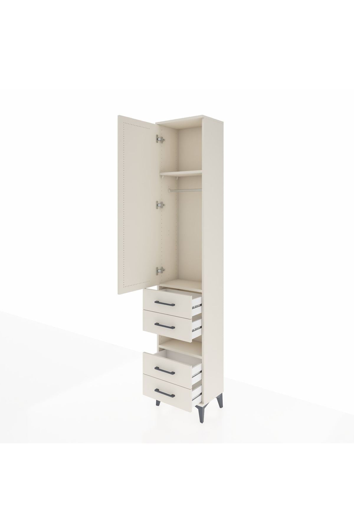 Arges Dolap 3 Raflı 4 Çekmeceli Tek Askılı 44x30x221 - S28M094V1A
