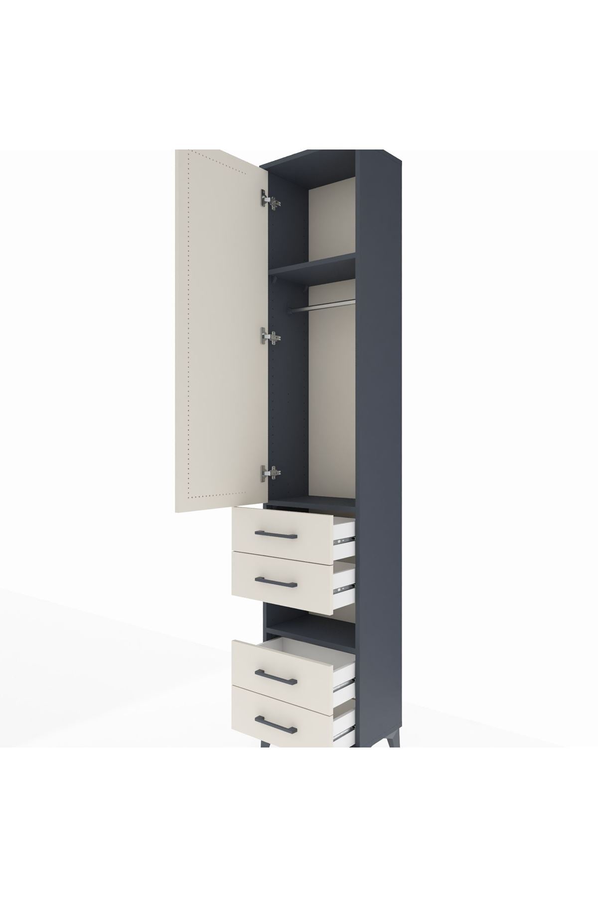Arges Dolap 3 Raflı 4 Çekmeceli Tek Askılı 44x30x221 - S28M094V4A