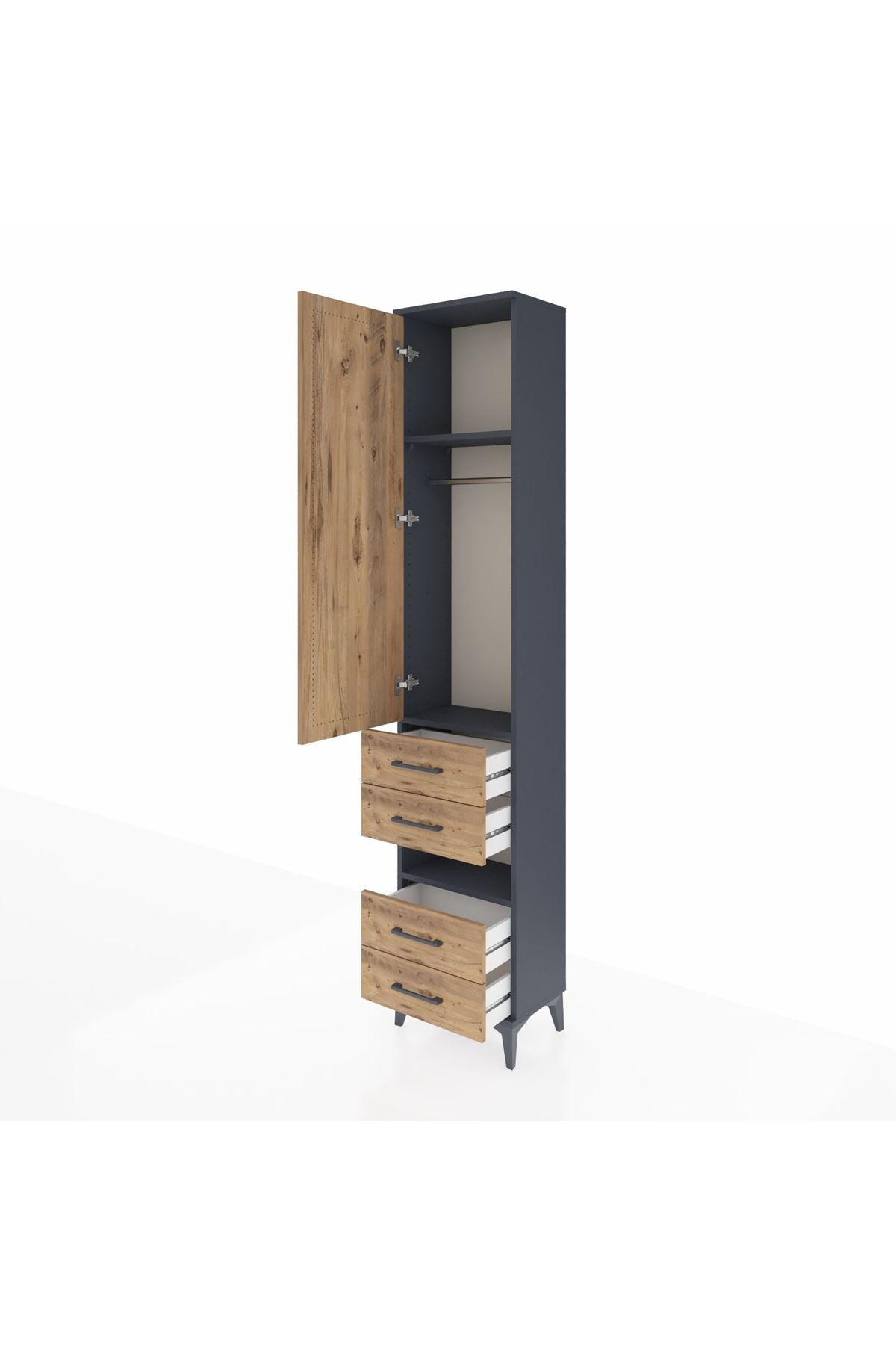 Arges Dolap 3 Raflı 4 Çekmeceli Tek Askılı 44x30x221 - S28M094V6A