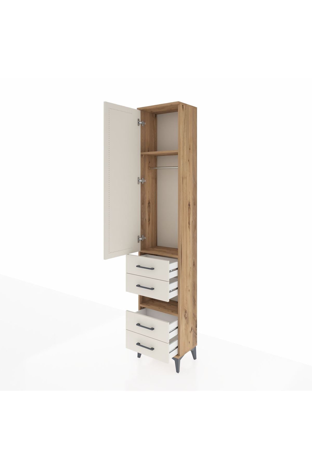 Arges Dolap 3 Raflı 4 Çekmeceli Tek Askılı 44x30x221 - S28M094V7A
